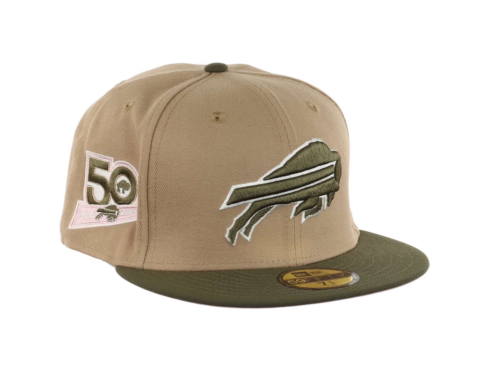 Buffalo Bills NFL 50th Anniversary Sidepatch Camel Olive 59Fifty Basecap New Era