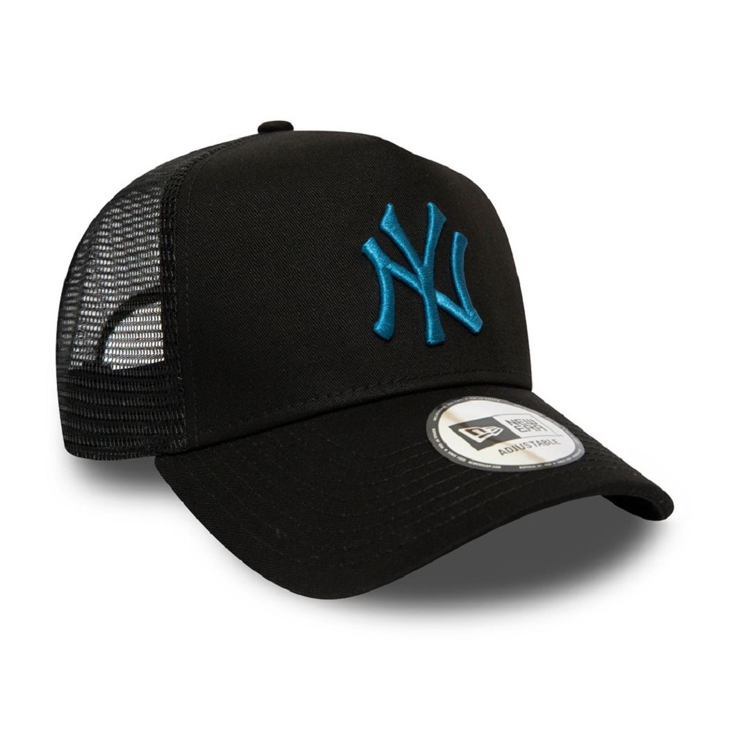 New York Yankees Black League Essential A-Frame Adjustable Trucker Cap New Era