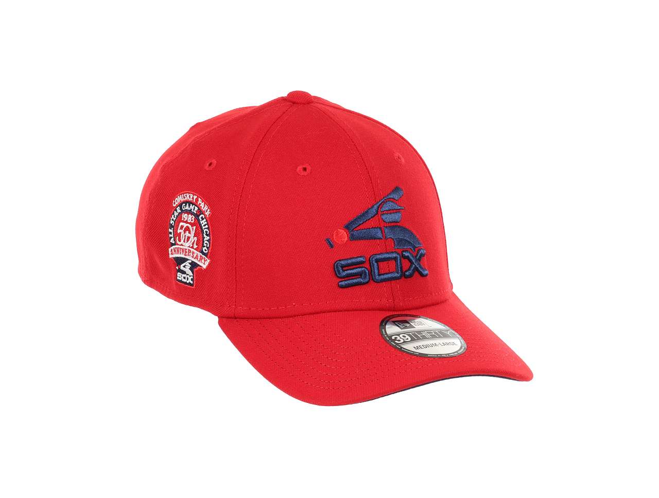 Chicago White Sox MLB All-Star Game 50th Anniversary Sidepatch 39Thirty Stretch Cap Scarlet Navy New Era
