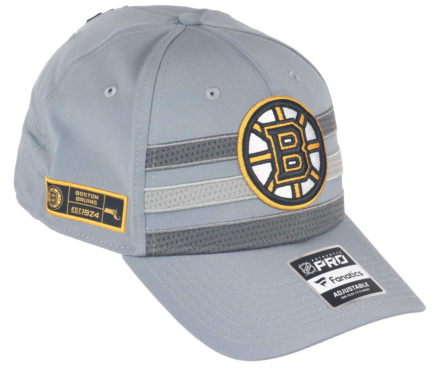 Boston Bruins NHL Authentic Pro Home Ice Structured Curved Snapback Cap Grey Fanatics