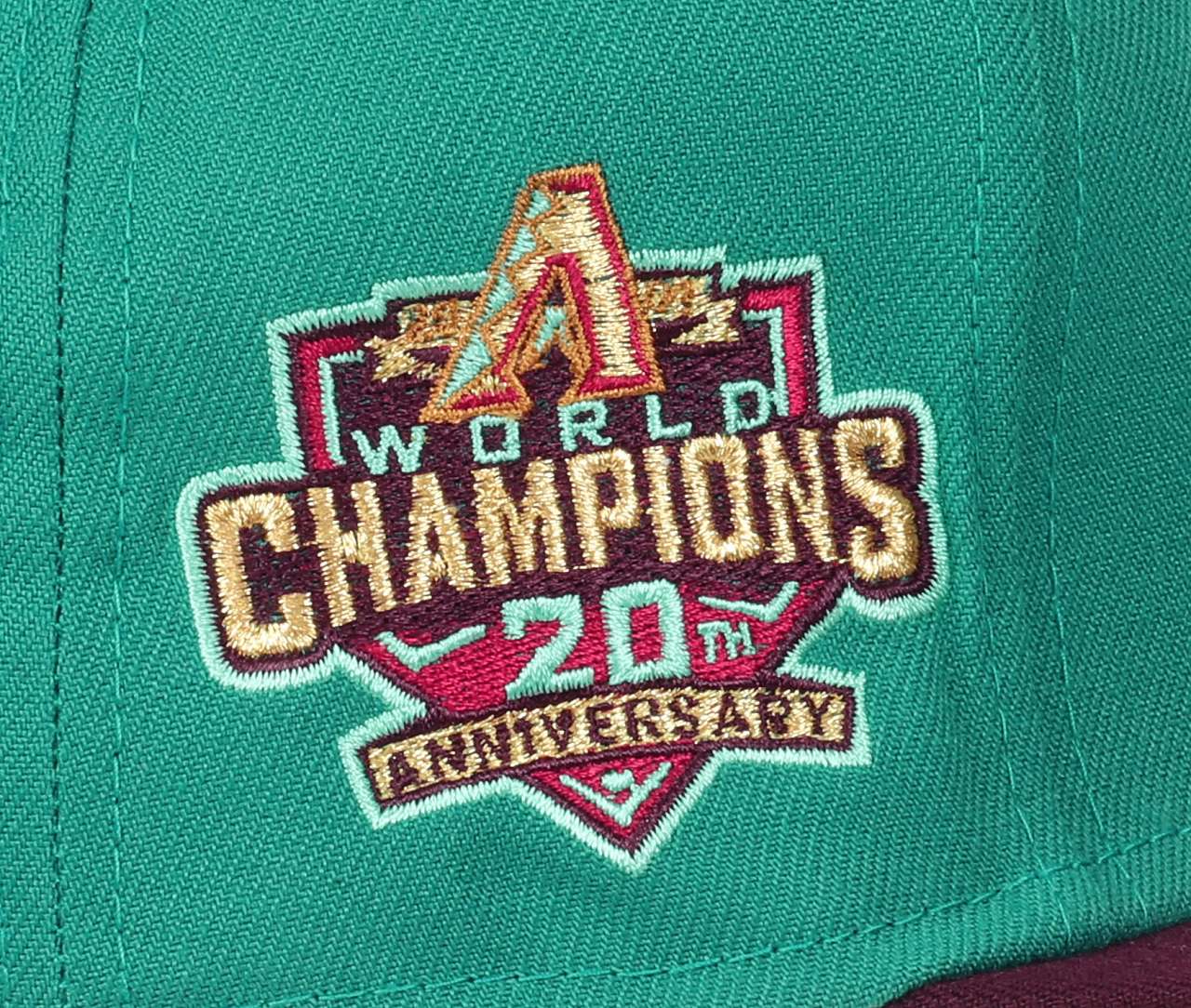 Arizona Diamondbacks MLB World Champions 20th Anniversary Aqua Maroon 59Fifty Basecap New Era
