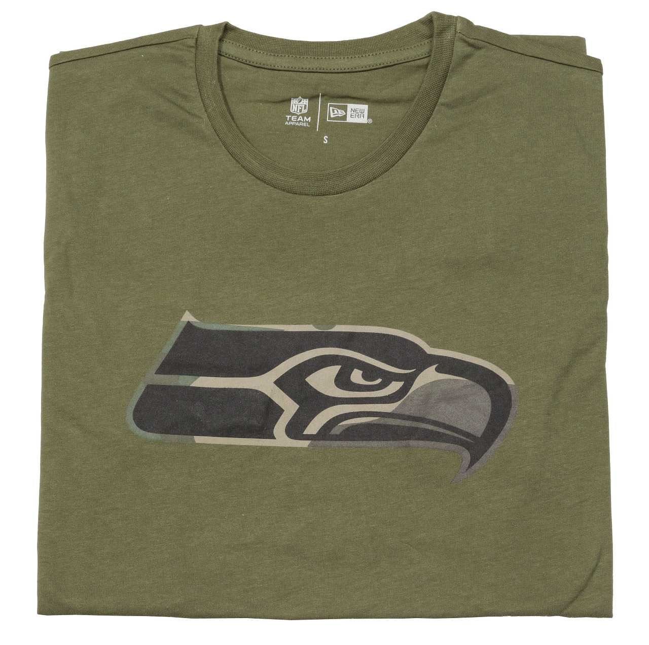 Seattle Seahawks Camo Logo Olive T- Shirt New Era