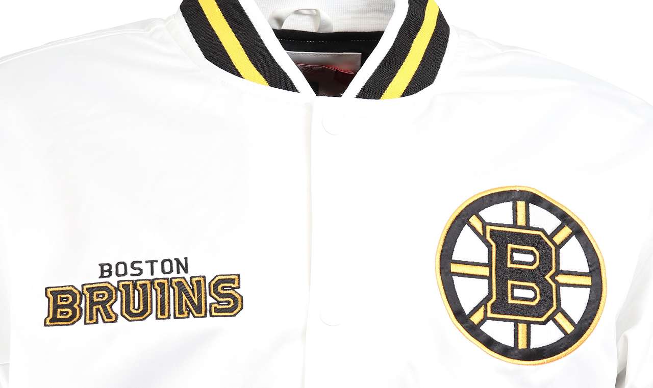 Boston Bruins White NHL Hometown Lightweight Satin Jacket Mitchell & Ness