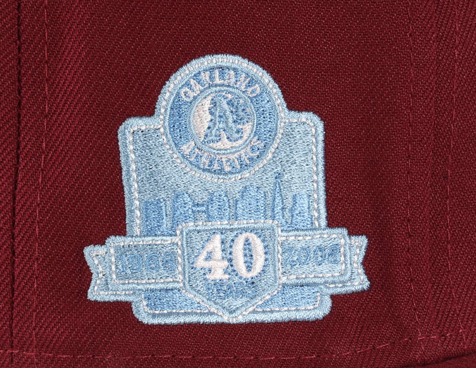 Oakland Athletics MLB Cooperstown 40th Anniversary Sidepatch Maroon Blue 59Fifty Basecap New Era