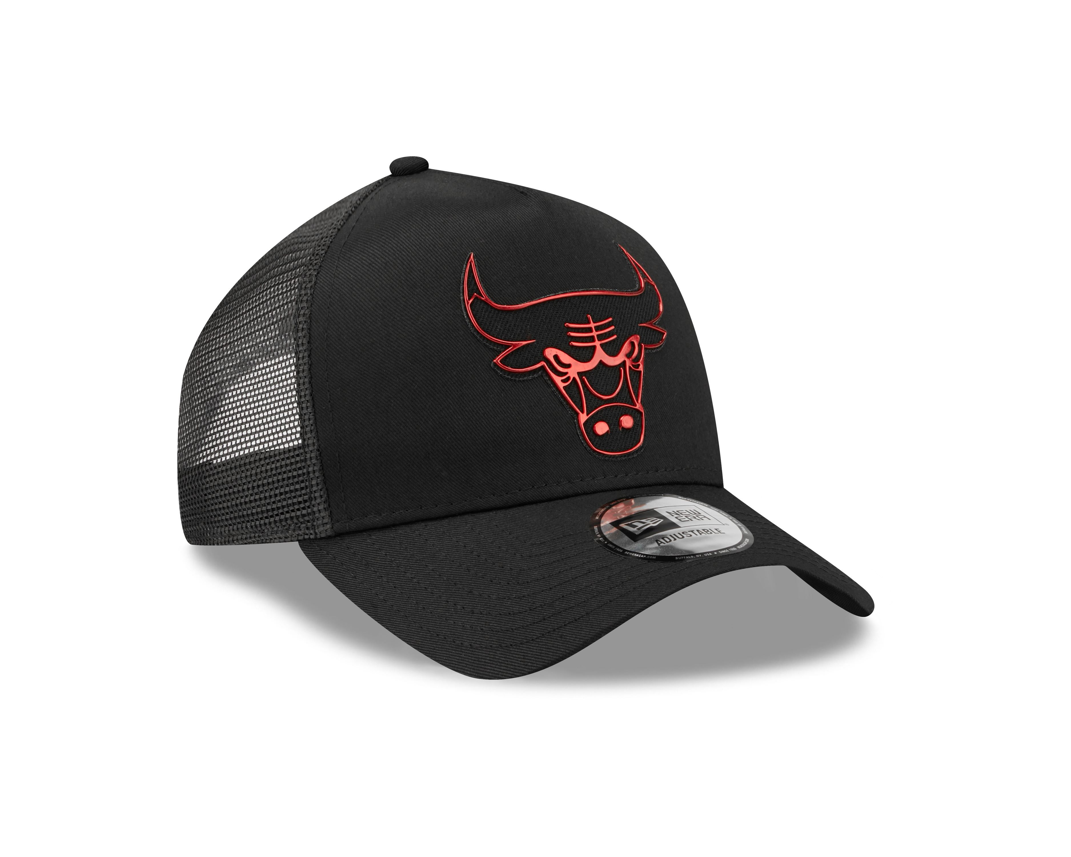 Chicago Bulls NBA Foil Logo Black A-Frame Adjustable Trucker Cap New Era