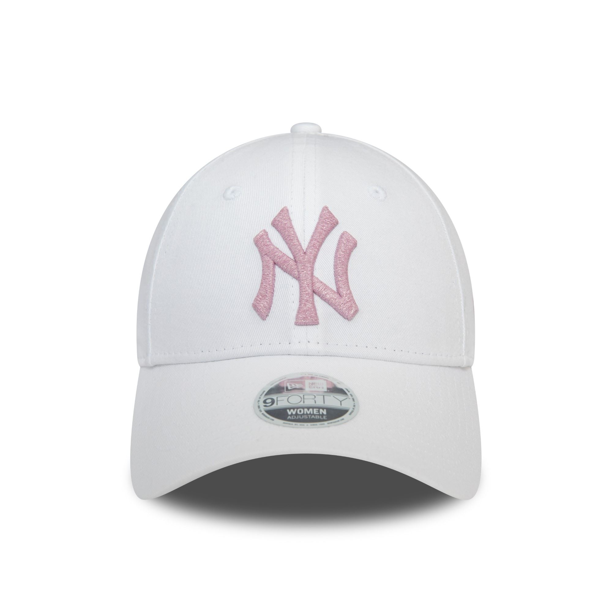 New York Yankees MLB Metallic Logo Weiß 9Forty Verstellbare Damen Cap New Era