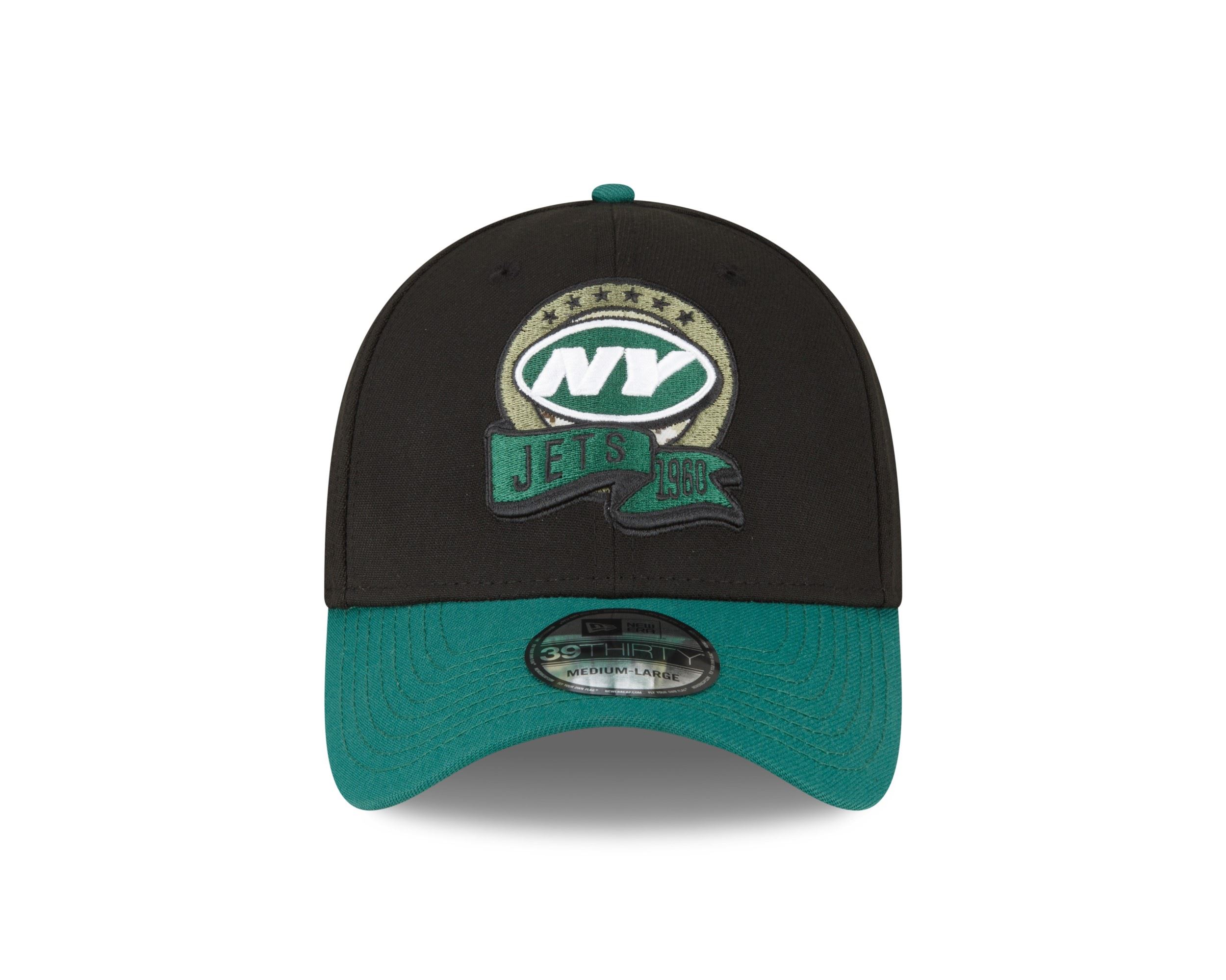 New York Jets NFL Salute to Service 2022 Black Green 39Thirty Stretch Cap New Era