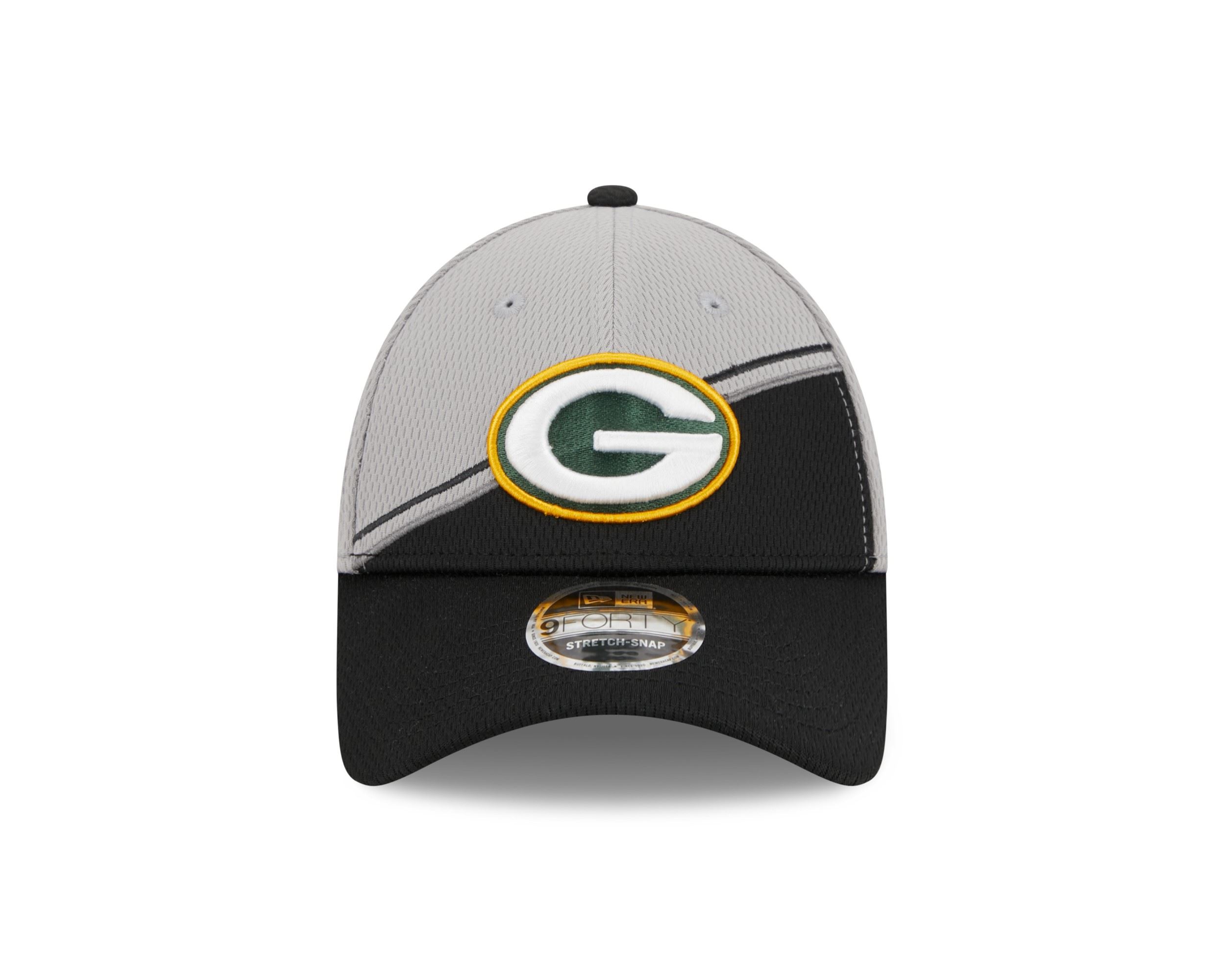 Green Bay Packers NFL 2023 Sideline Grey Black 9Forty Stretch Snapback Cap New Era