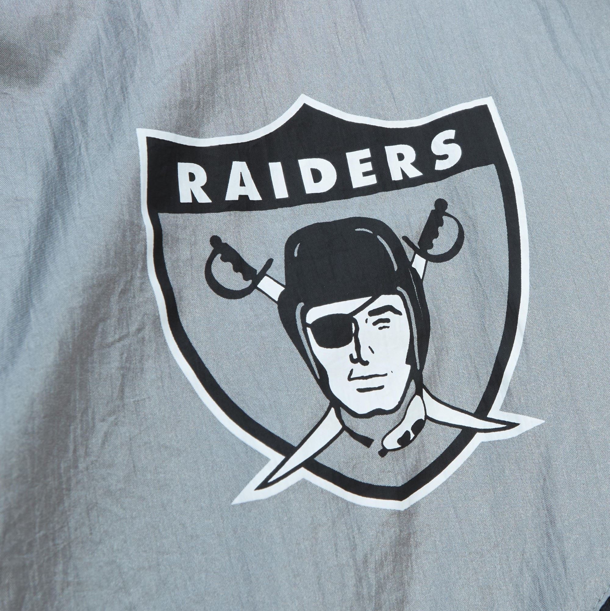 Oakland Raiders NFL Arched Retro Lined Windbreaker Grey Black Jacke Mitchell & Ness