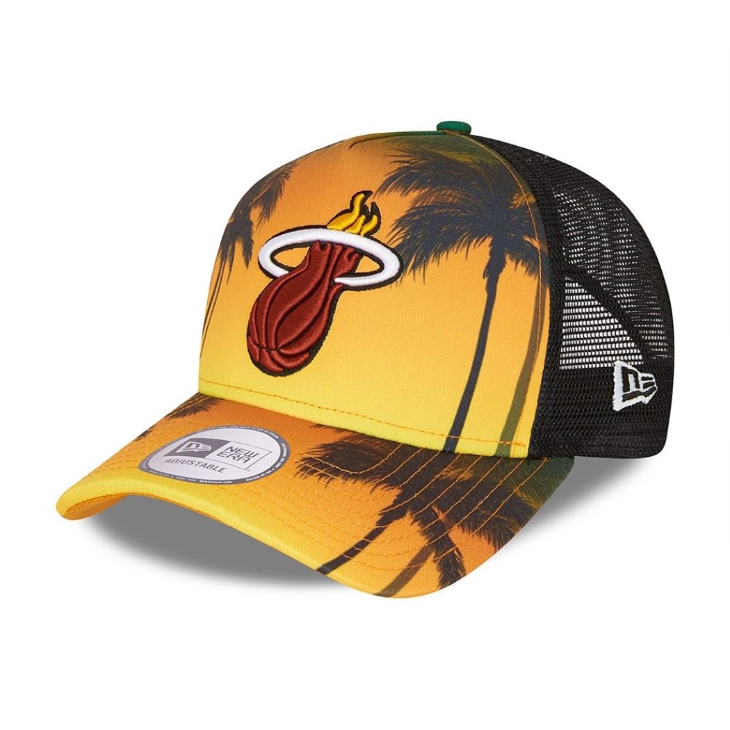 Miami Heat NBA Summer City Yellow A-Frame Adjustable Trucker Cap New Era
