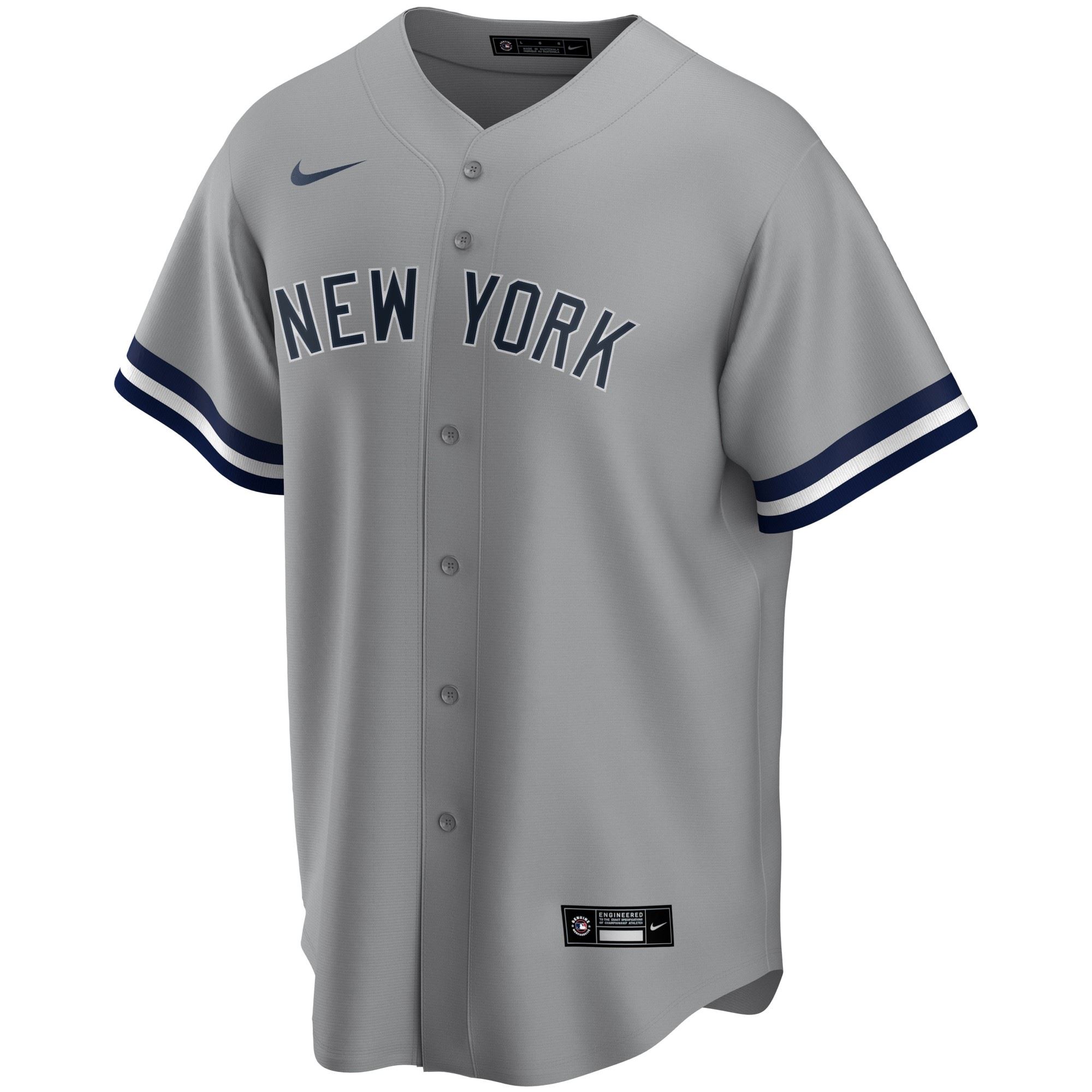 New York Yankees Official MLB Replica Road Jersey Grey Nike