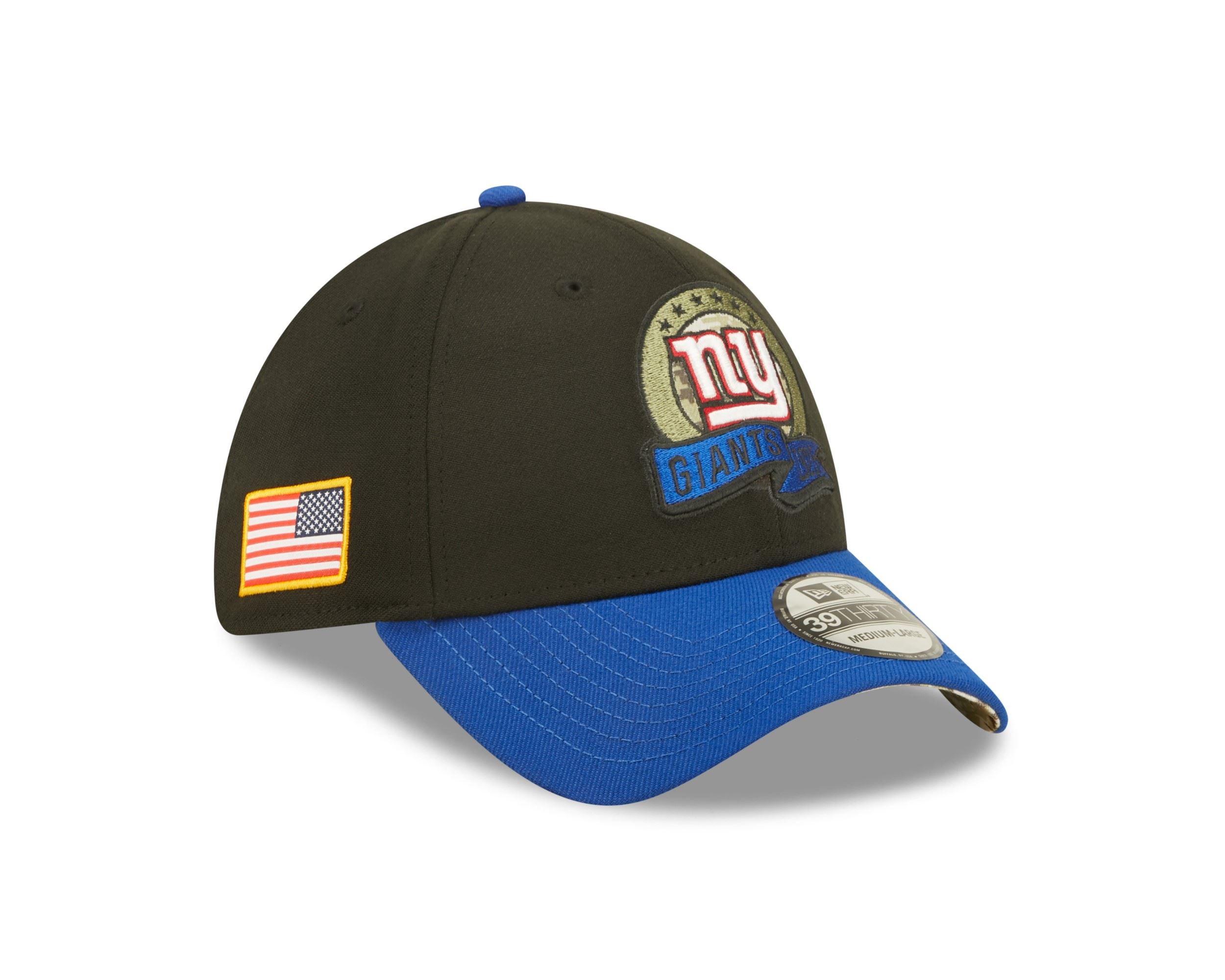 New York Giants NFL Salute to Service 2022 Black Blue 39Thirty Stretch Cap New Era