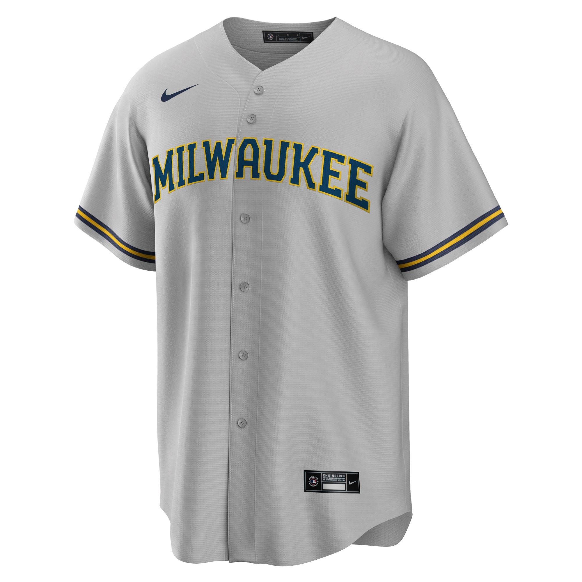 Milwaukee Brewers Gray Official MLB Replica Road Jersey Nike