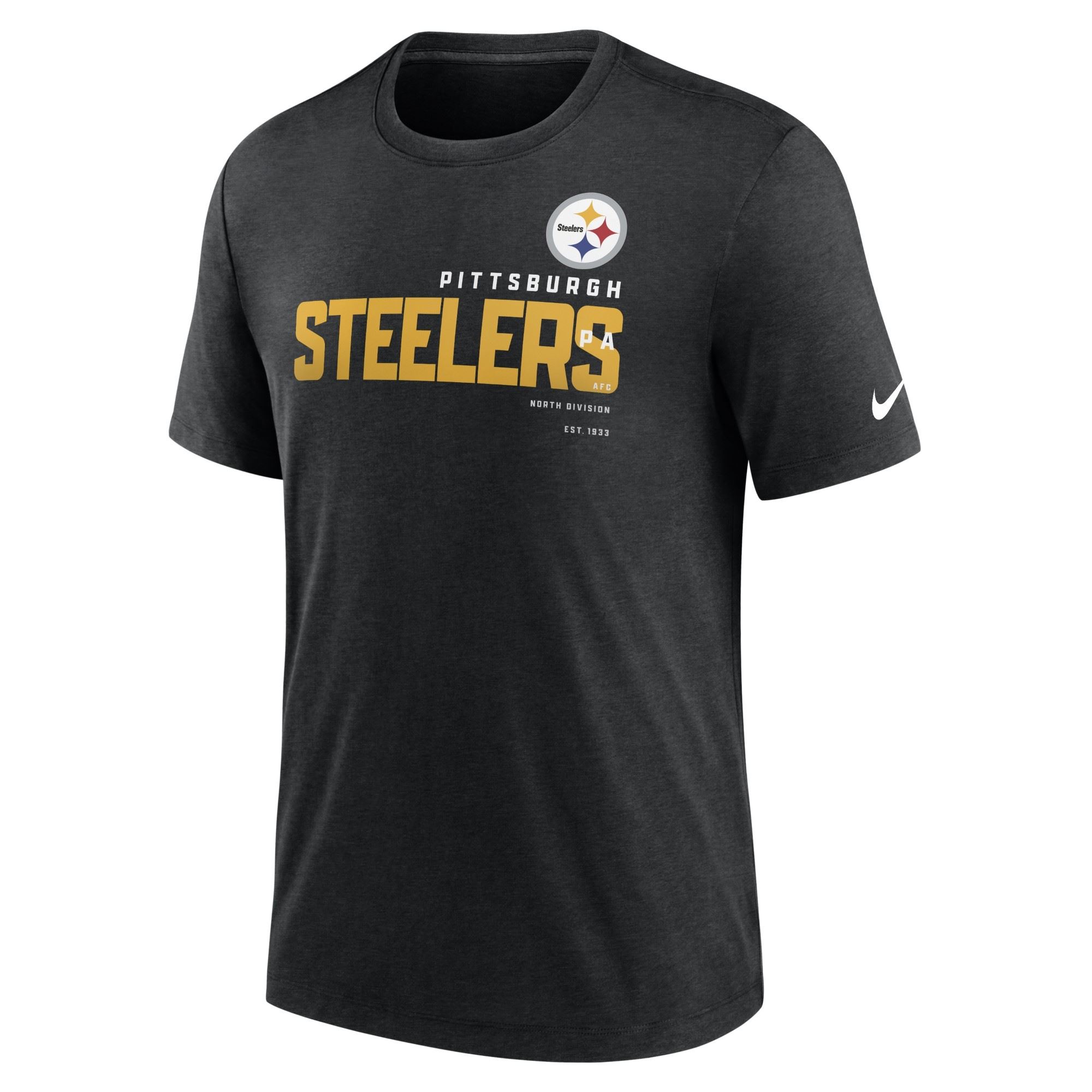 Pittsburgh Steelers NFL Triblend Team Name Black Heather T-Shirt Nike