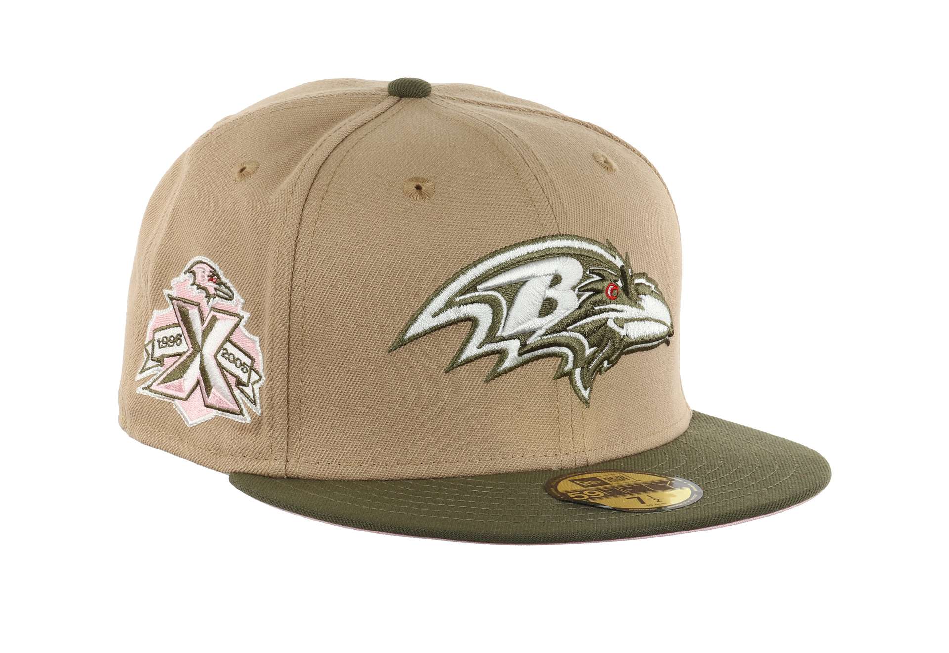 Baltimore Ravens NFL 10th Anniversary Sidepatch Camel Olive 59Fifty Basecap New Era