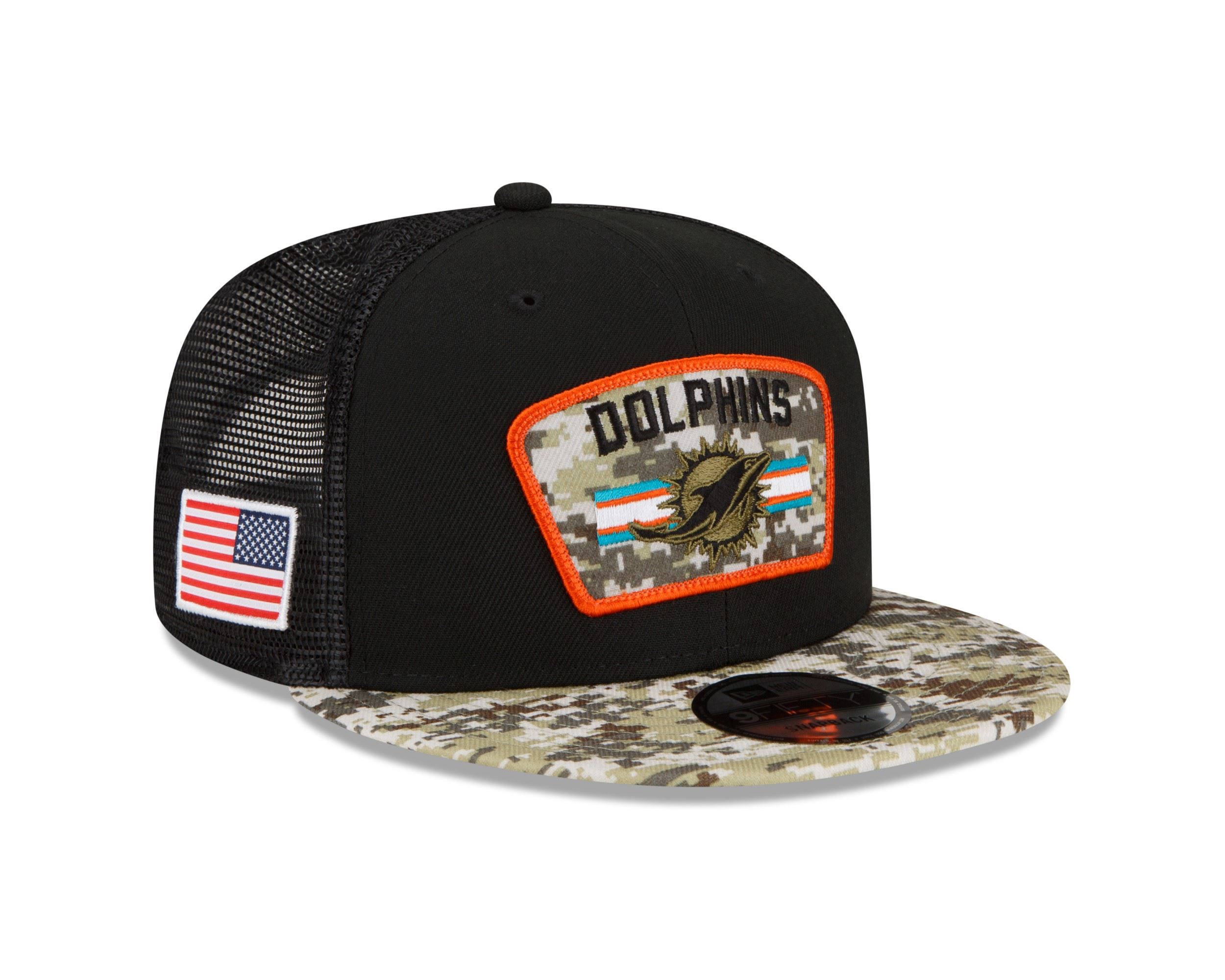 Miami Dolphins NFL On Field 2021 Salute to Service Black 9Fifty Kids Snapback Cap New Era