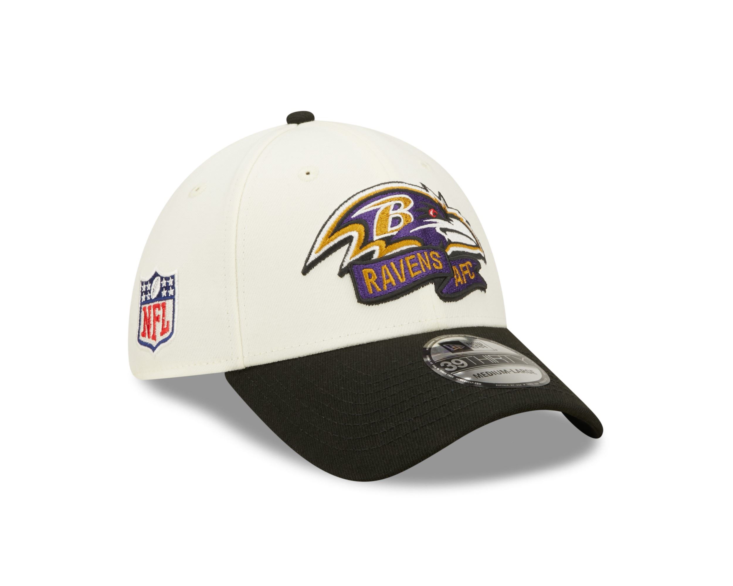 Baltimore Ravens NFL 2022 Sideline Chrome White 39Thirty Stretch Cap New Era