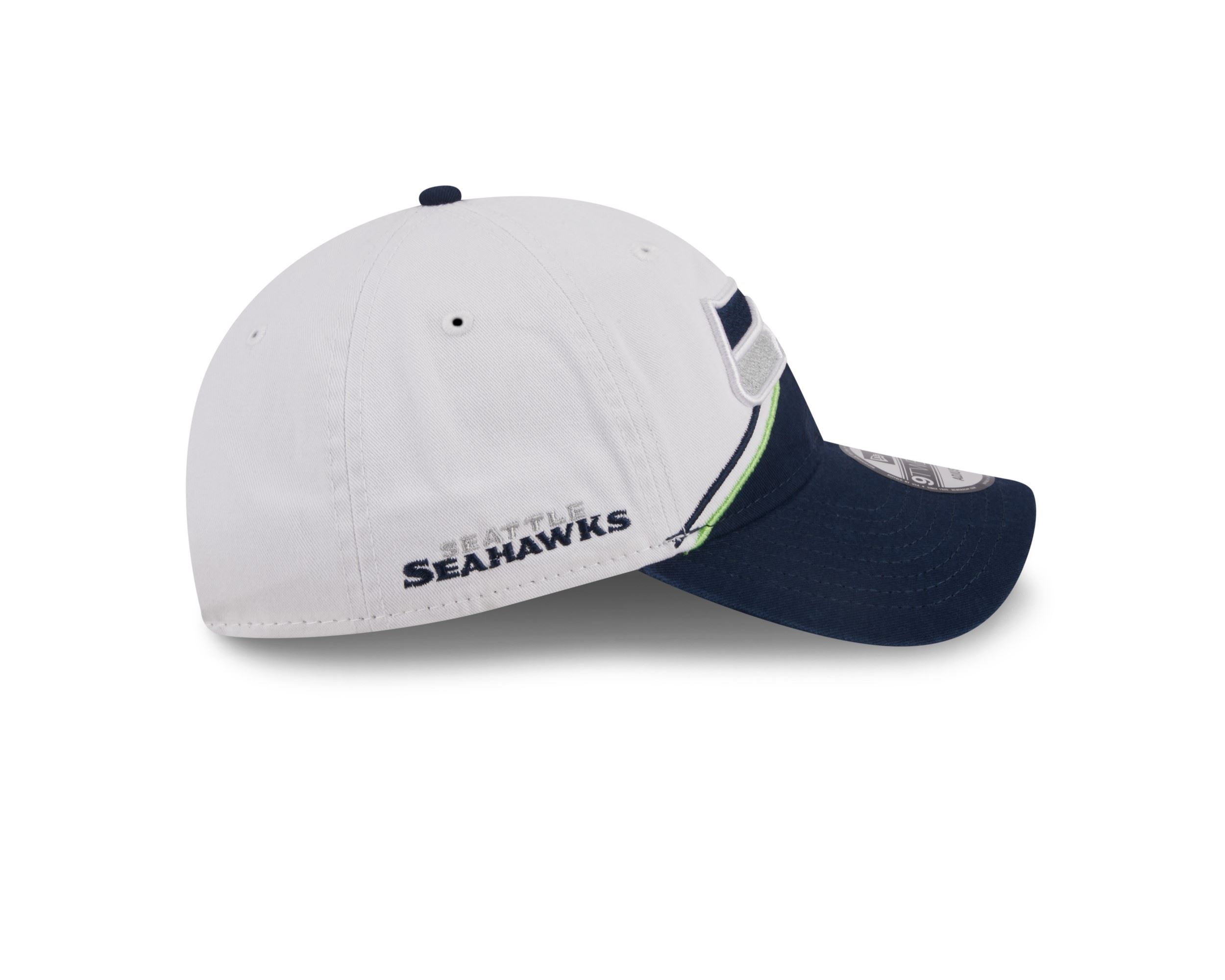 Seattle Seahawks NFL 2023 Sideline White Blue 9Twenty Unstructured Strapback Cap New Era