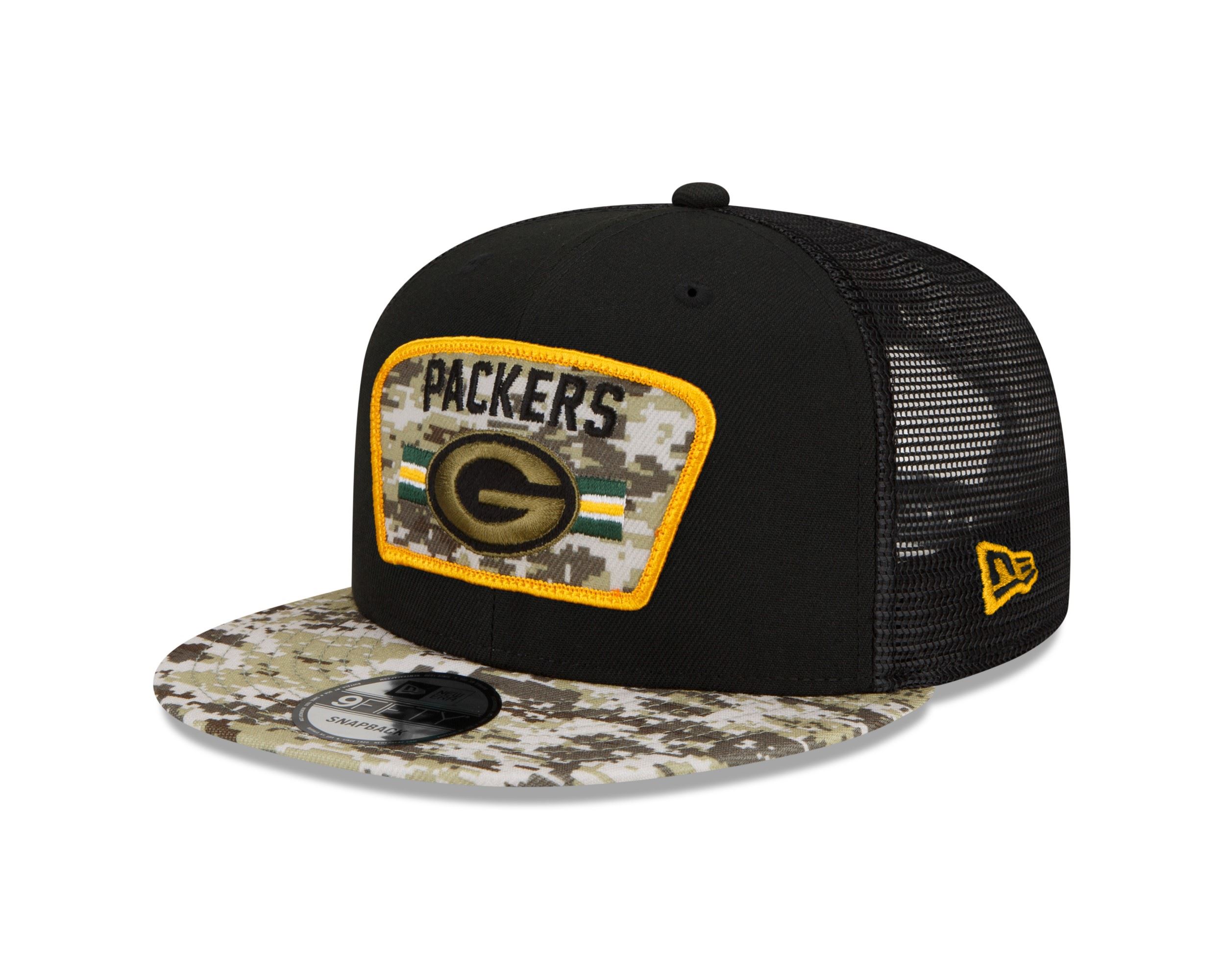 Green Bay Packers NFL On Field 2021 Salute to Service Black 9Fifty Snapback Cap New Era