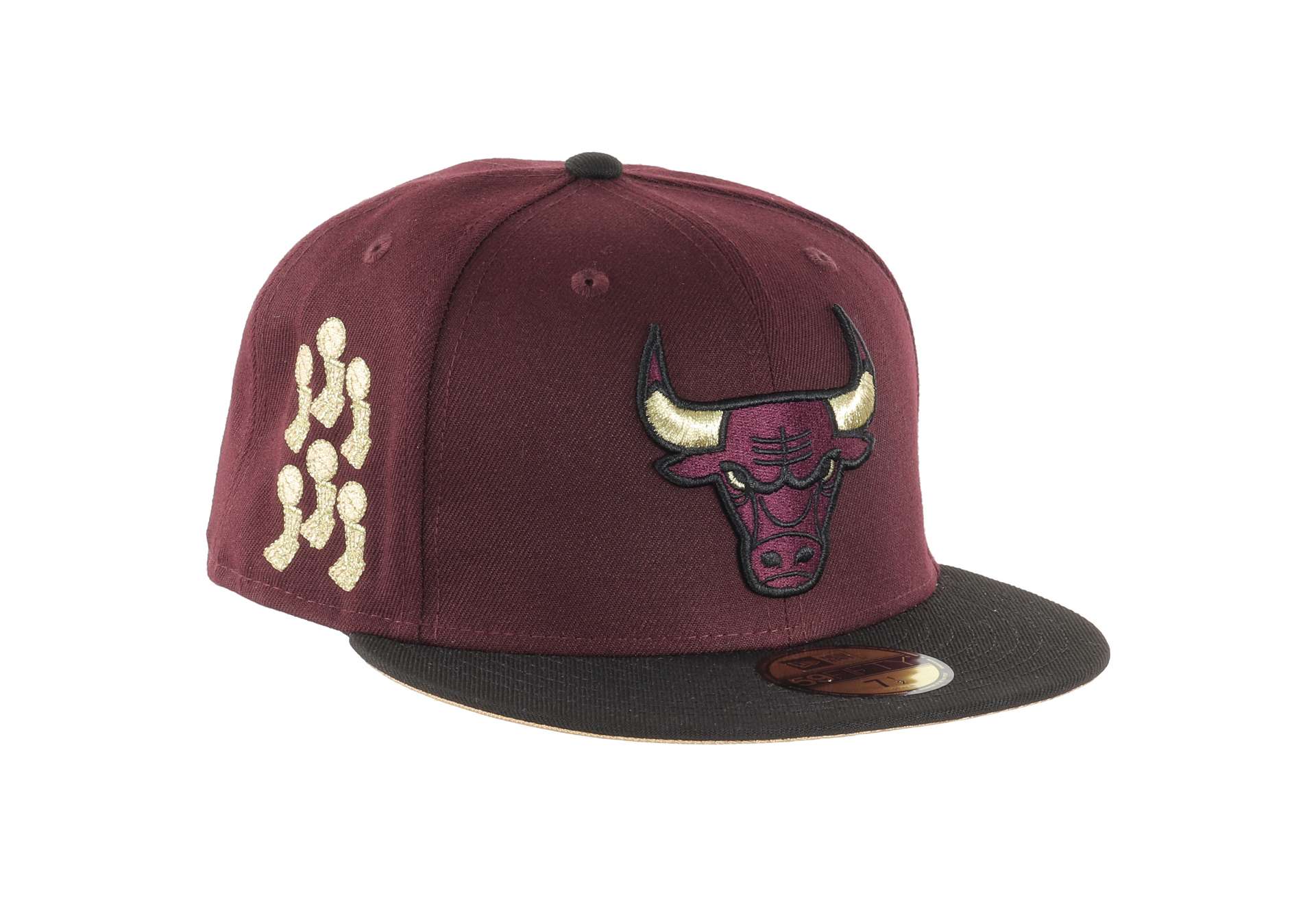 Chicago Bulls NBA Championships Trophies Sidepatch Maroon Black 59Fifty Basecap New Era