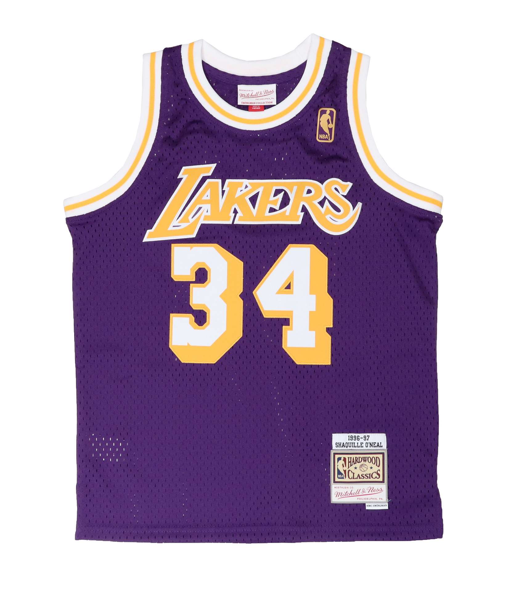 Shaquille O'Neal #34 Los Angeles Lakers NBA Kids Swingman Road Jersey Mitchell & Ness