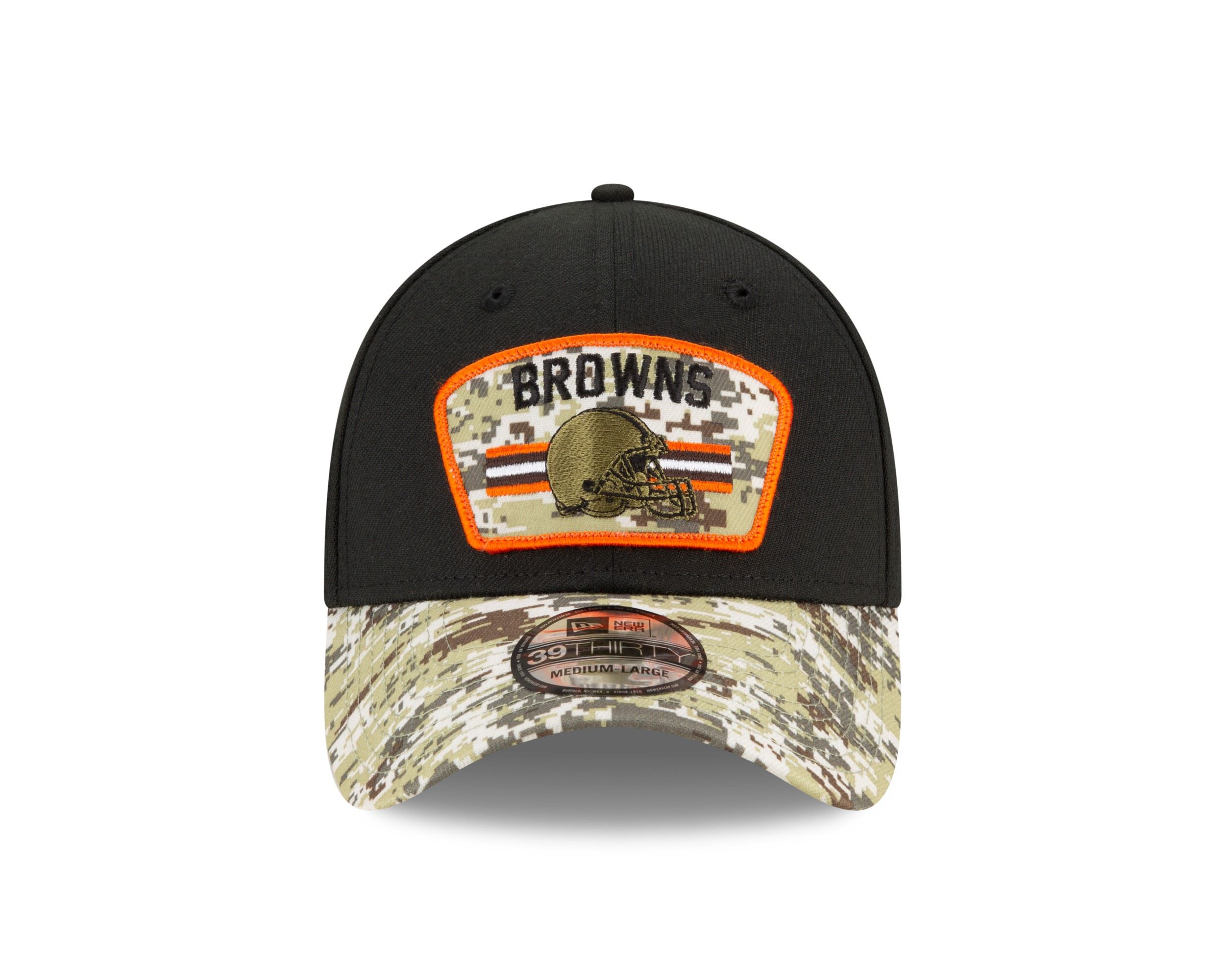 Cleveland Browns NFL On Field 2021 Salute to Service Black 39Thirty Stretch Cap New Era