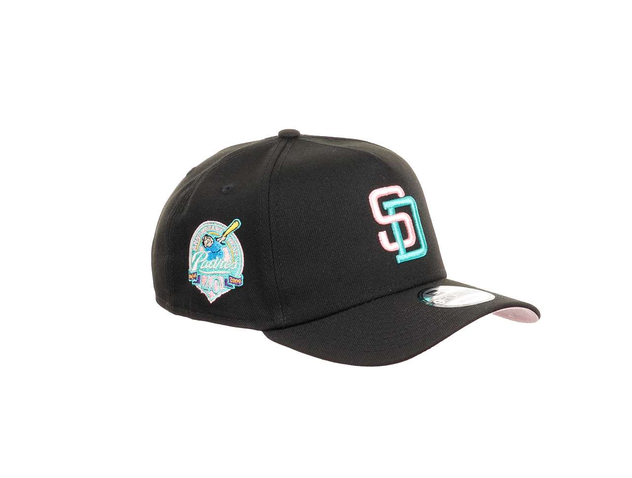 San Diego Padres MLB 40th Anniversary Year Sidepatch Black 9Forty A-Frame Snapback Cap New Era