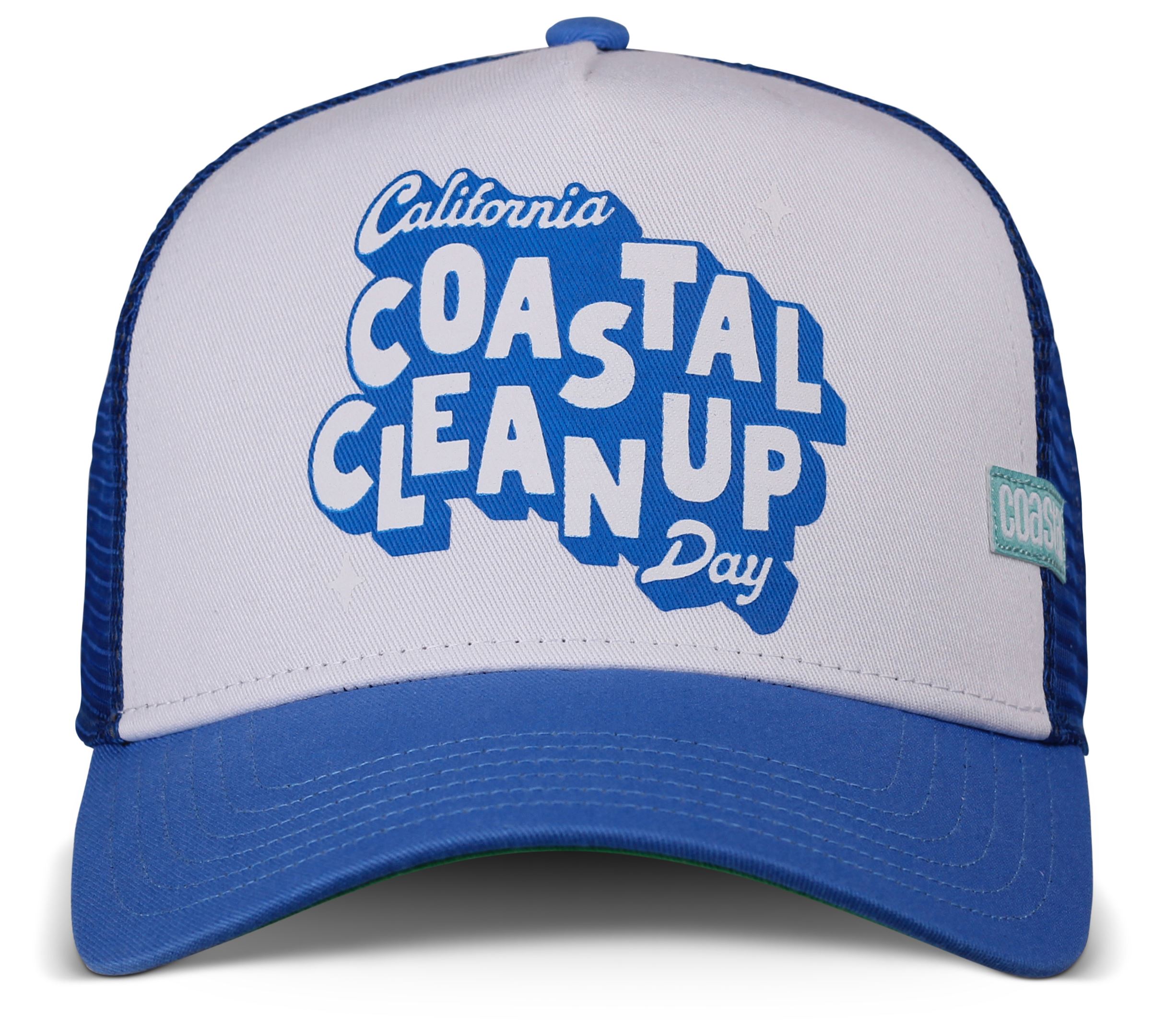 Clean Up Day White / Blue Trucker Cap Coastal