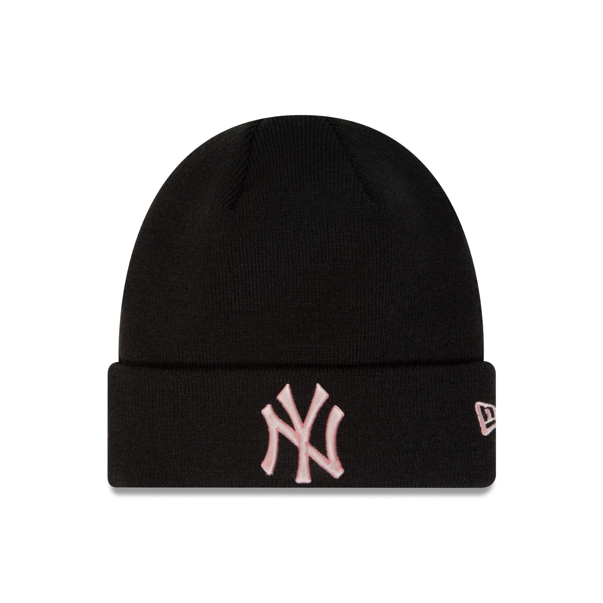 New York Yankees MLB League Essential Black Pink Cuff Knit Beanie New Era