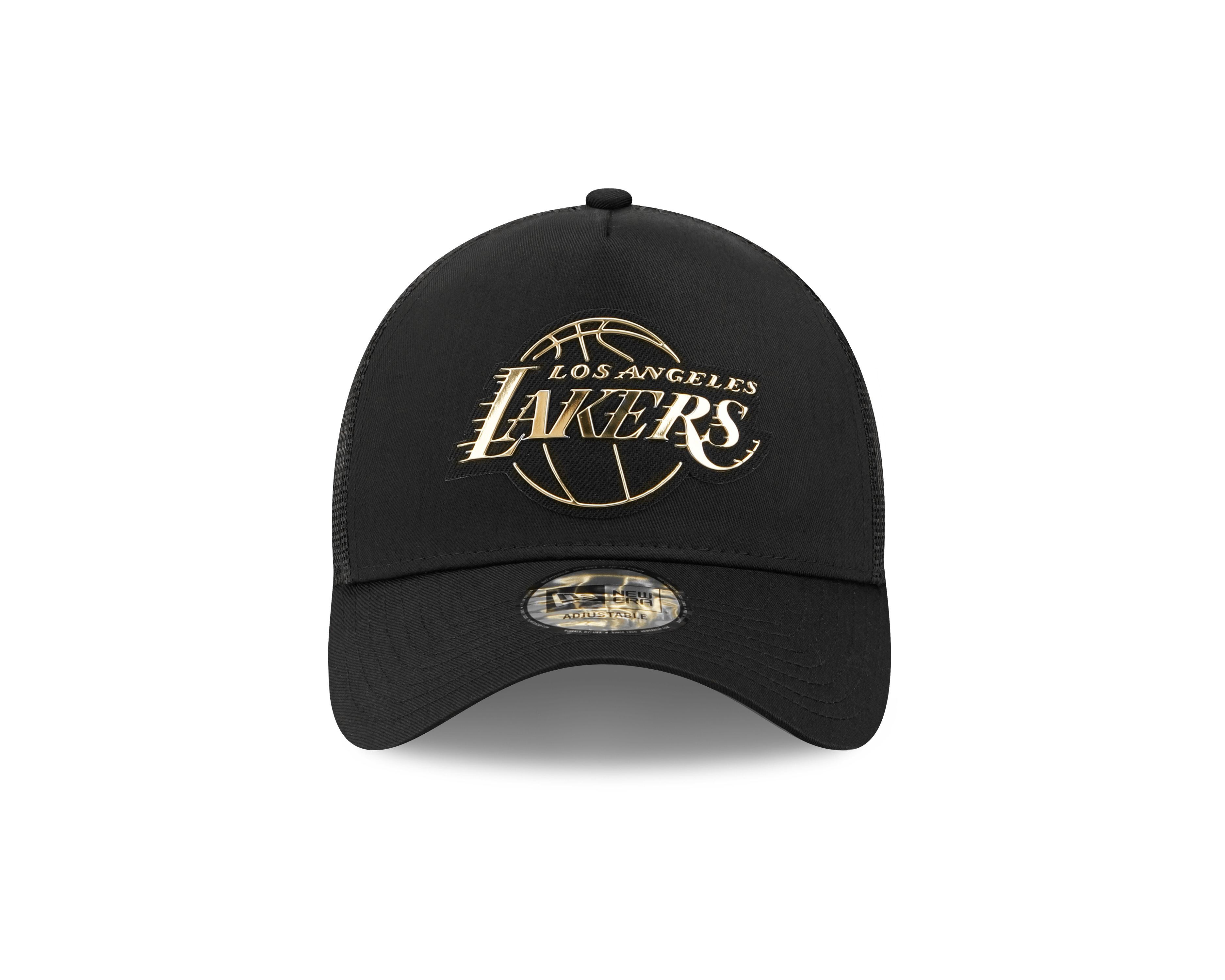 Los Angeles Lakers NBA Foil Logo Schwarz Verstellbare A-Frame Trucker Cap New Era