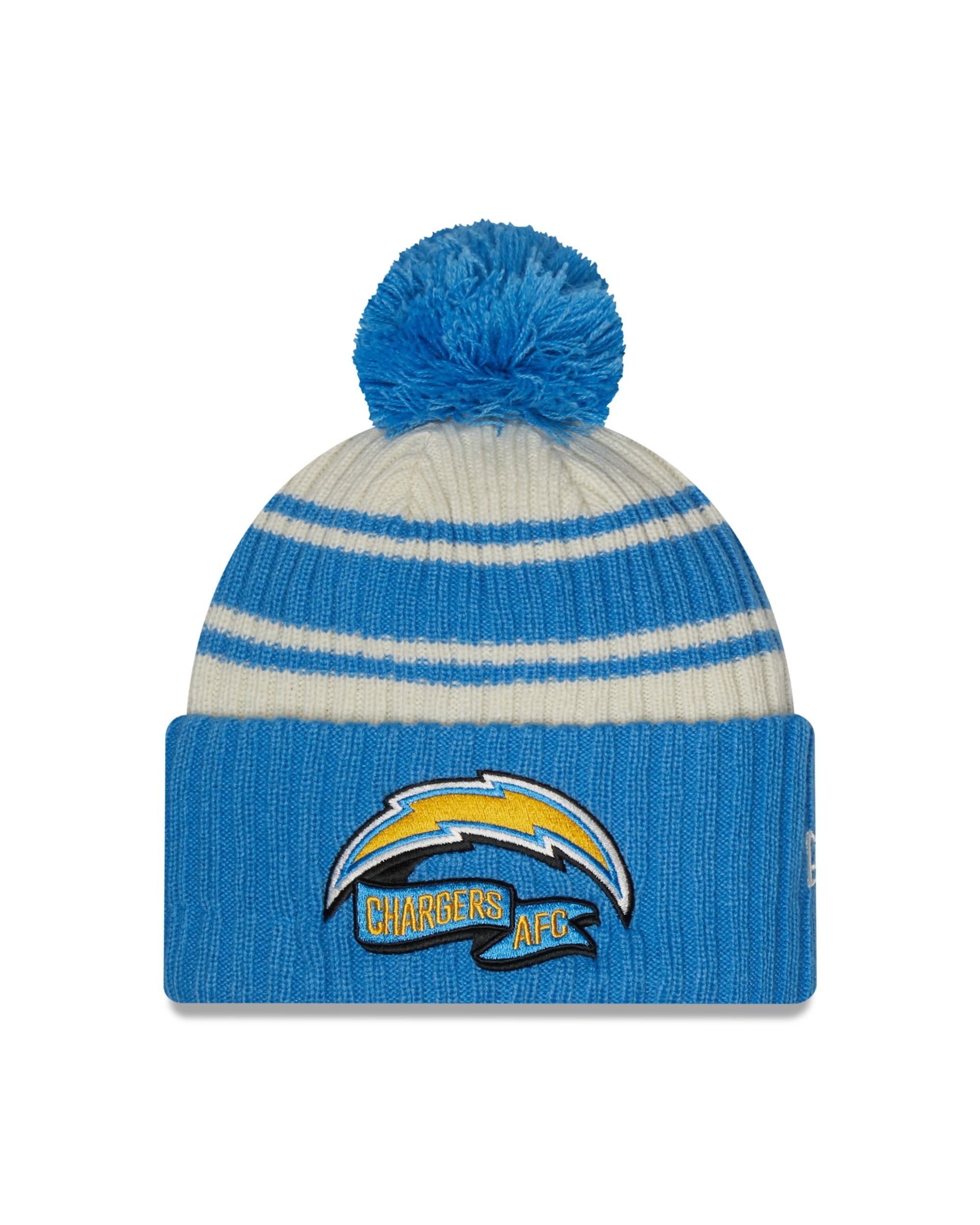 Los Angeles Chargers NFL 2022 Sideline Sport Knit Chrome White Blue Beanie New Era