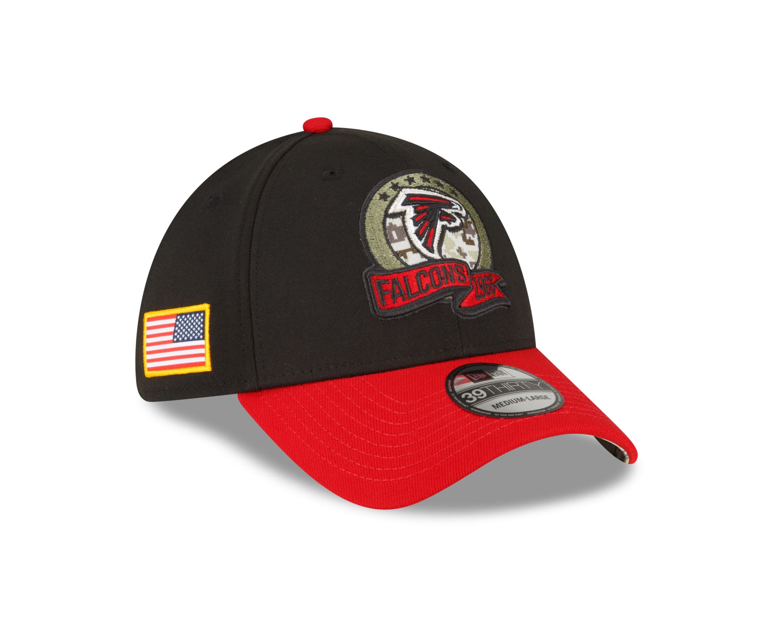 Atlanta Falcons NFL Salute to Service 2022 Black Red 39Thirty Stretch Cap New Era