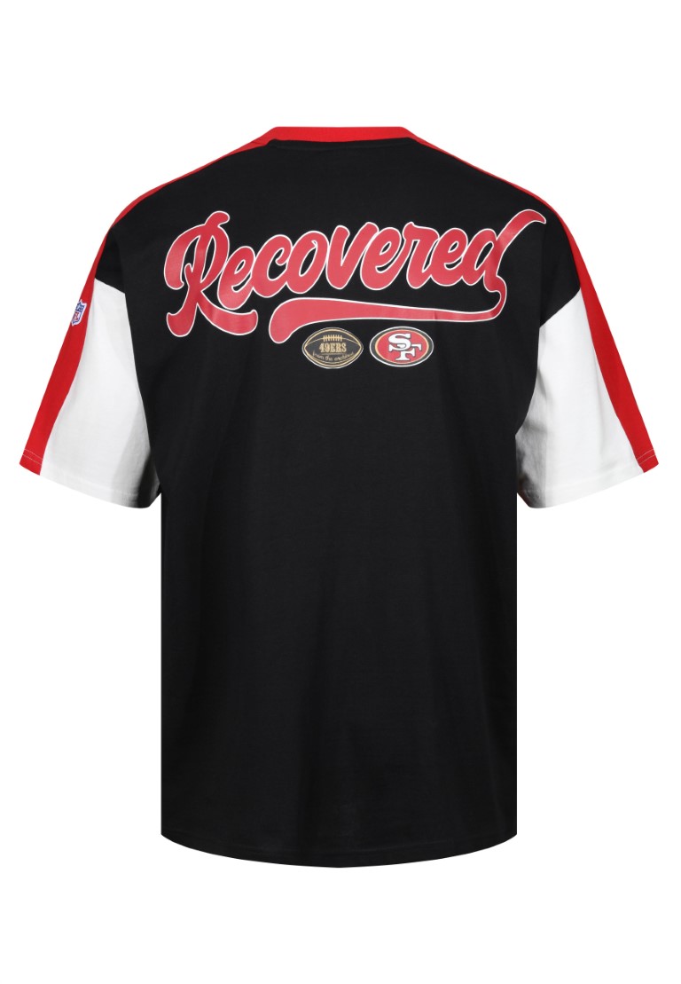 San Francisco 49ers Cut and Sew Black Oversized T-Shirt Recovered