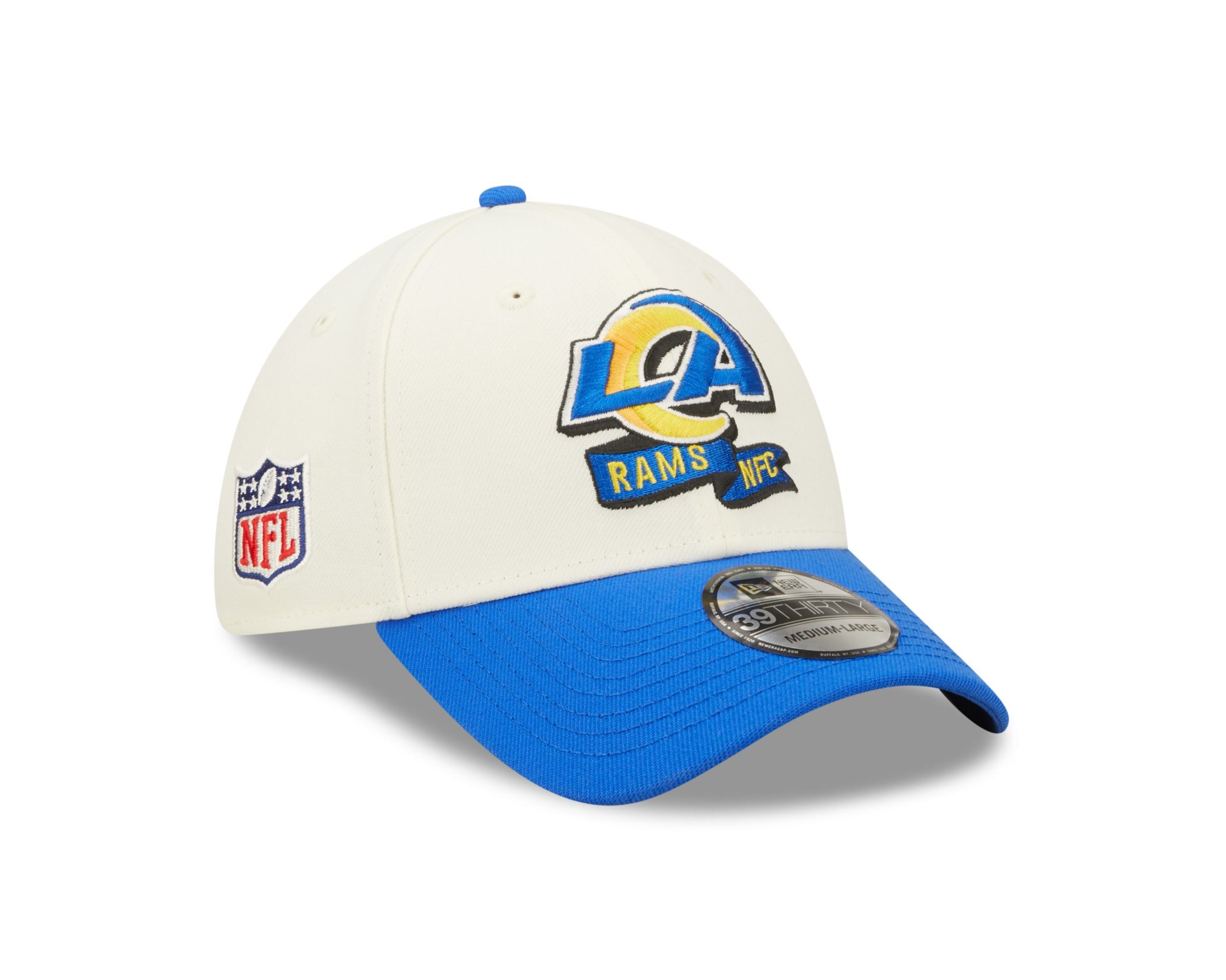 Los Angeles Rams NFL 2022 Sideline Chrome White 39Thirty Stretch Cap New Era