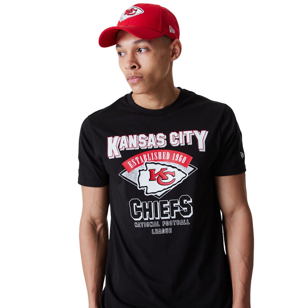 Kansas City Chiefs NFL Team Wordmark Black White T-Shirt New Era