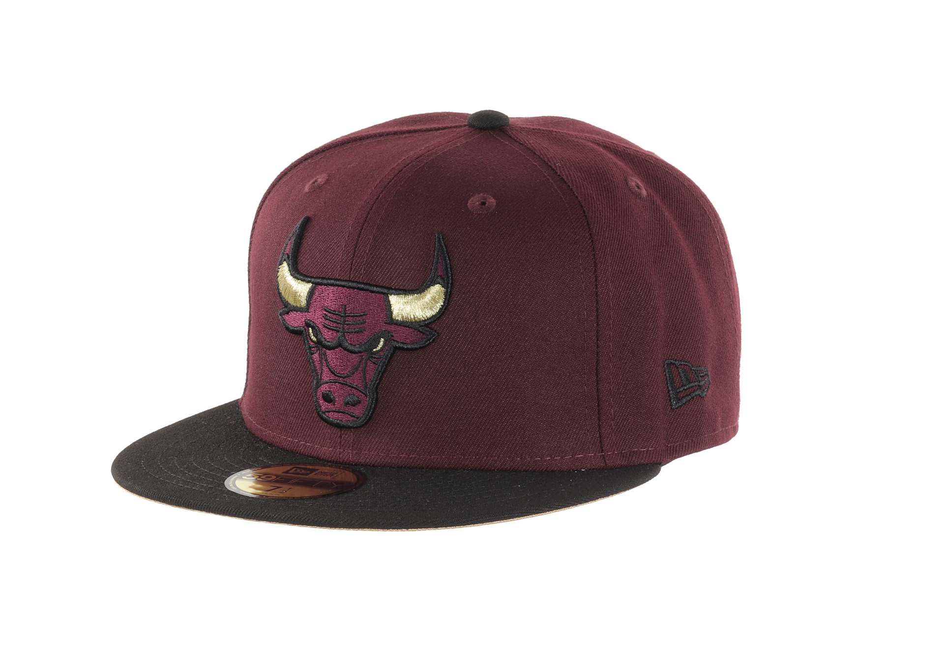 Chicago Bulls NBA Championships Trophies Sidepatch Maroon Black 59Fifty Basecap New Era