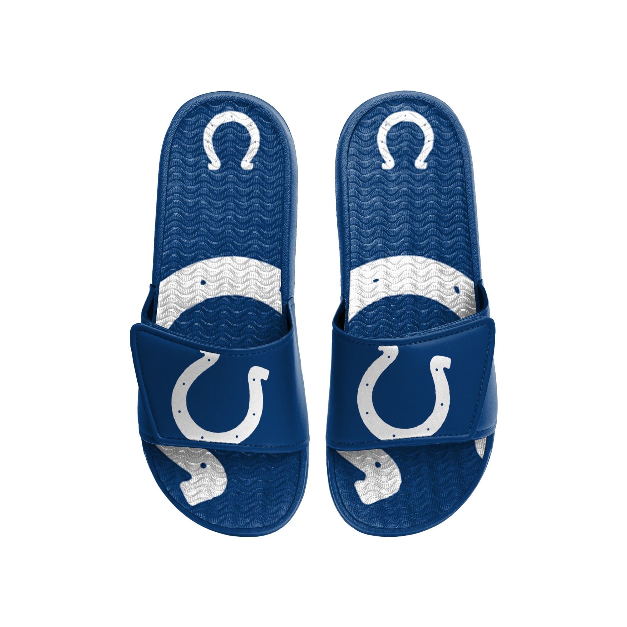 Indianapolis Colts NFL Colorblock Big Logo Gel Slide Blue White Badelatschen Hausschuhe Foco 