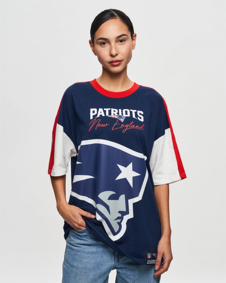 New England Patriots Cut and Sew Navy Oversized T-Shirt Recovered