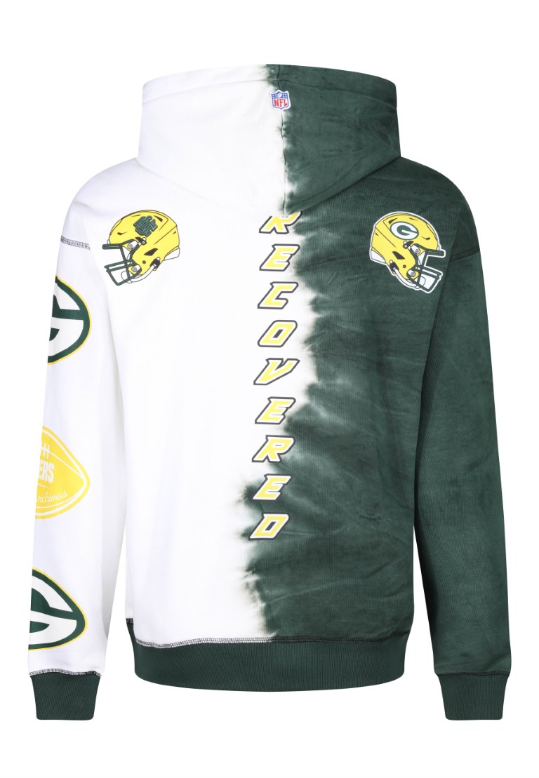 Green Bay Packers NFL Ink Dye Effect Grün auf Weiß Hoody Recovered