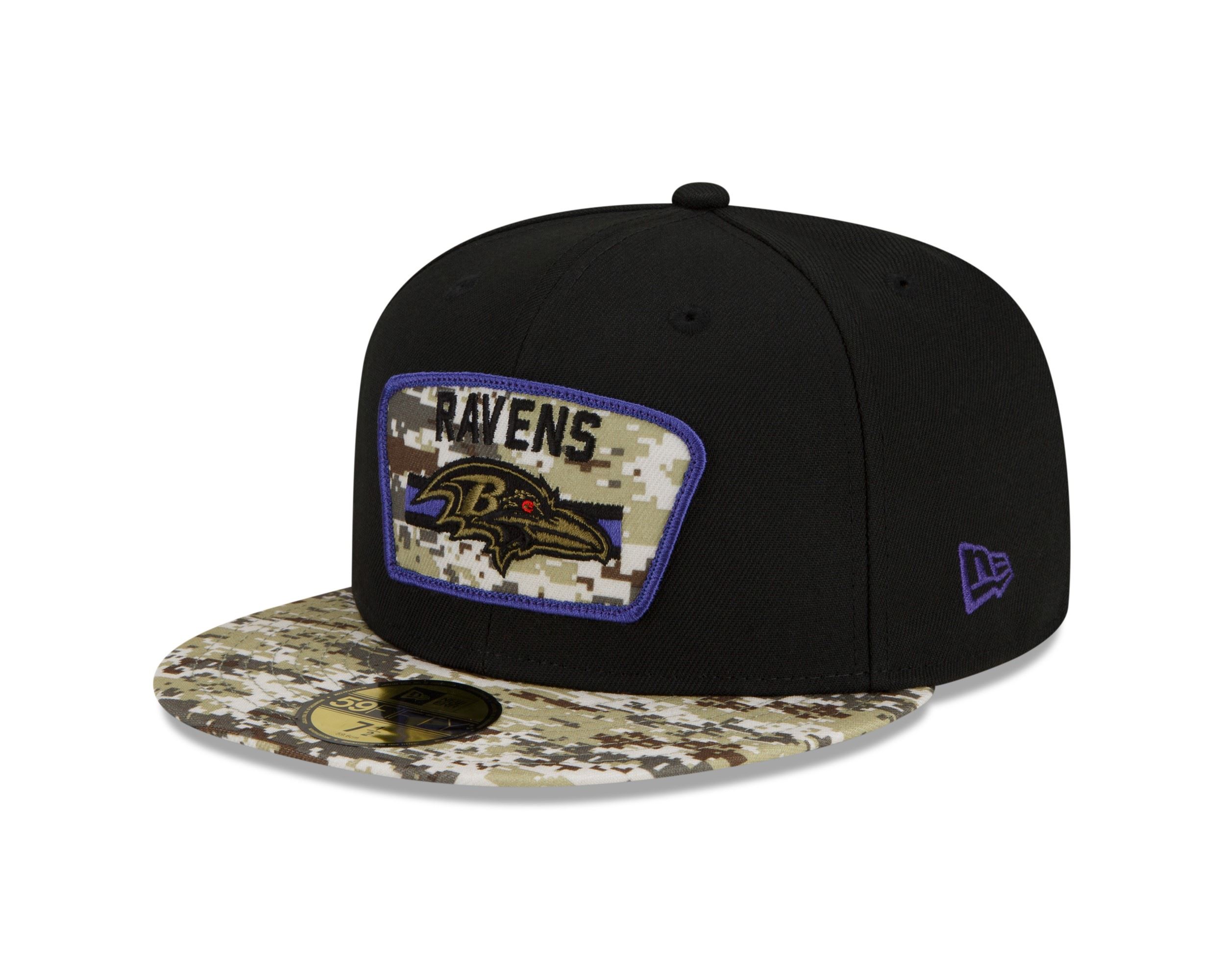 Baltimore Ravens NFL On Field 2021 Salute to Service Black 59Fifty Basecap New Era
