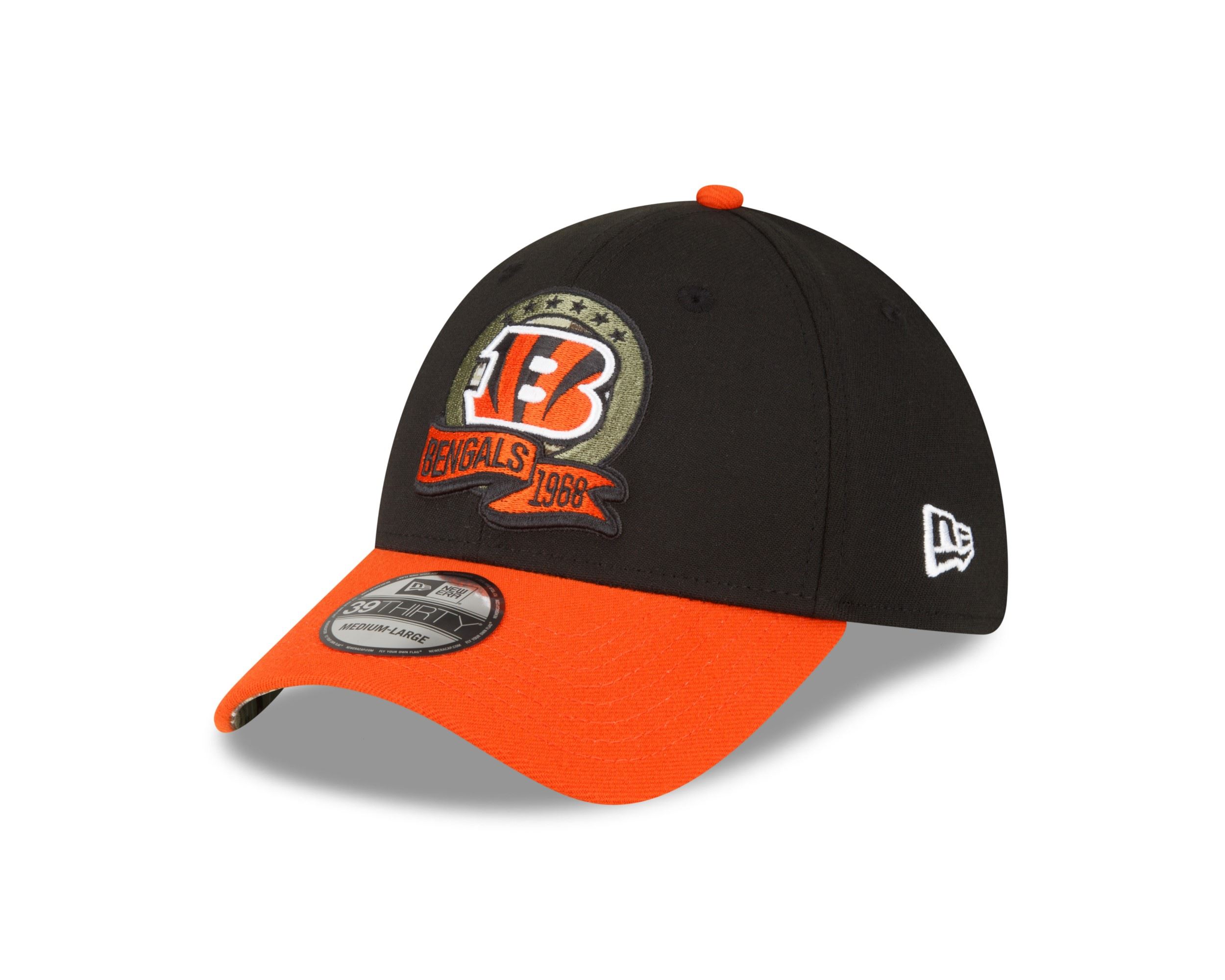 Cincinnati Bengals NFL Salute to Service 2022 Black Orange 39Thirty Stretch Cap New Era