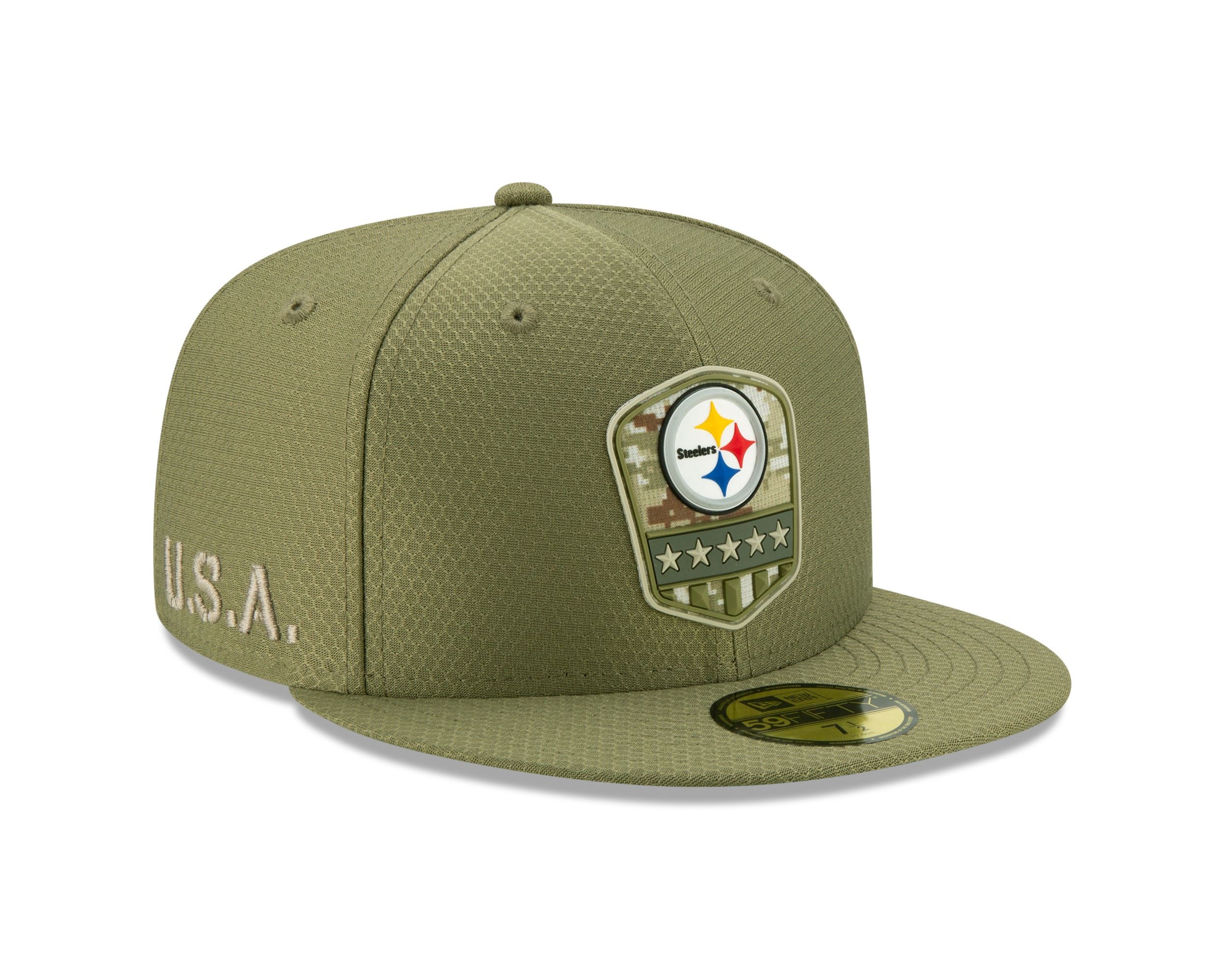 Pittsburgh Steelers On Field 2019 Salute to Service Olive 59Fifty Cap New Era