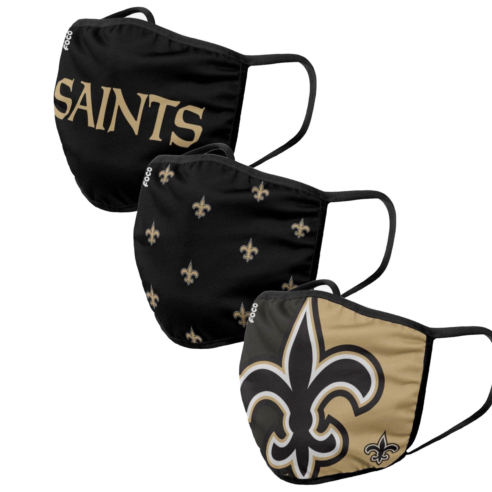 New Orleans Saints NFL Face Covering 3Pack Face Mask Forever Collectibles