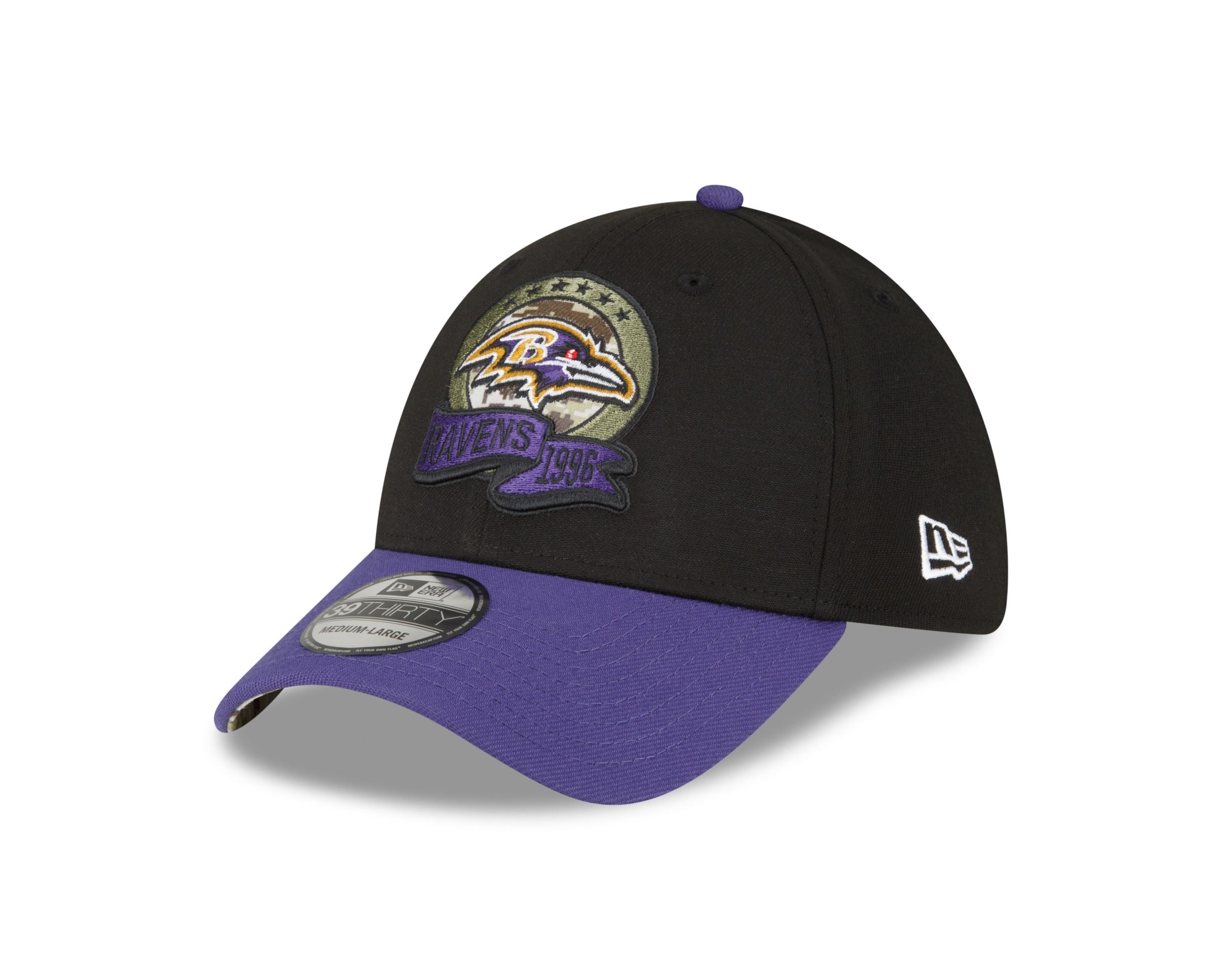 Baltimore Ravens NFL Salute to Service 2022 Black Purple 39Thirty Stretch Cap New Era