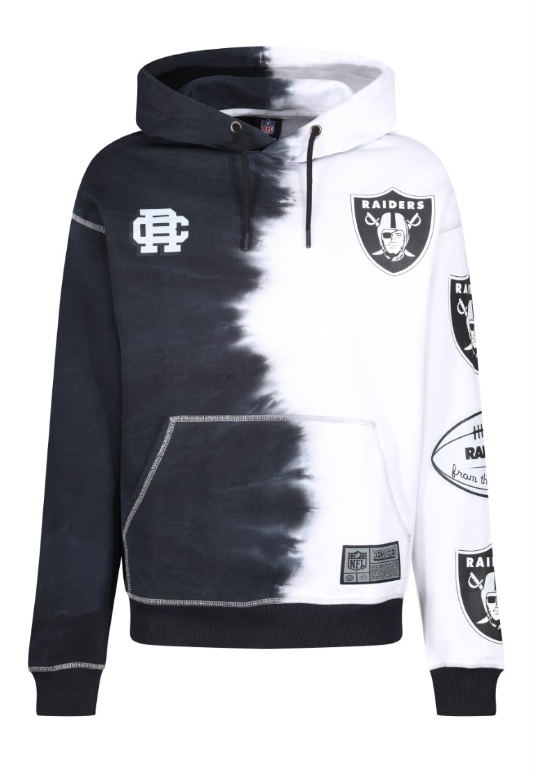 Las Vegas Raiders NFL Ink Dye Effect Black on White Hoody Recovered
