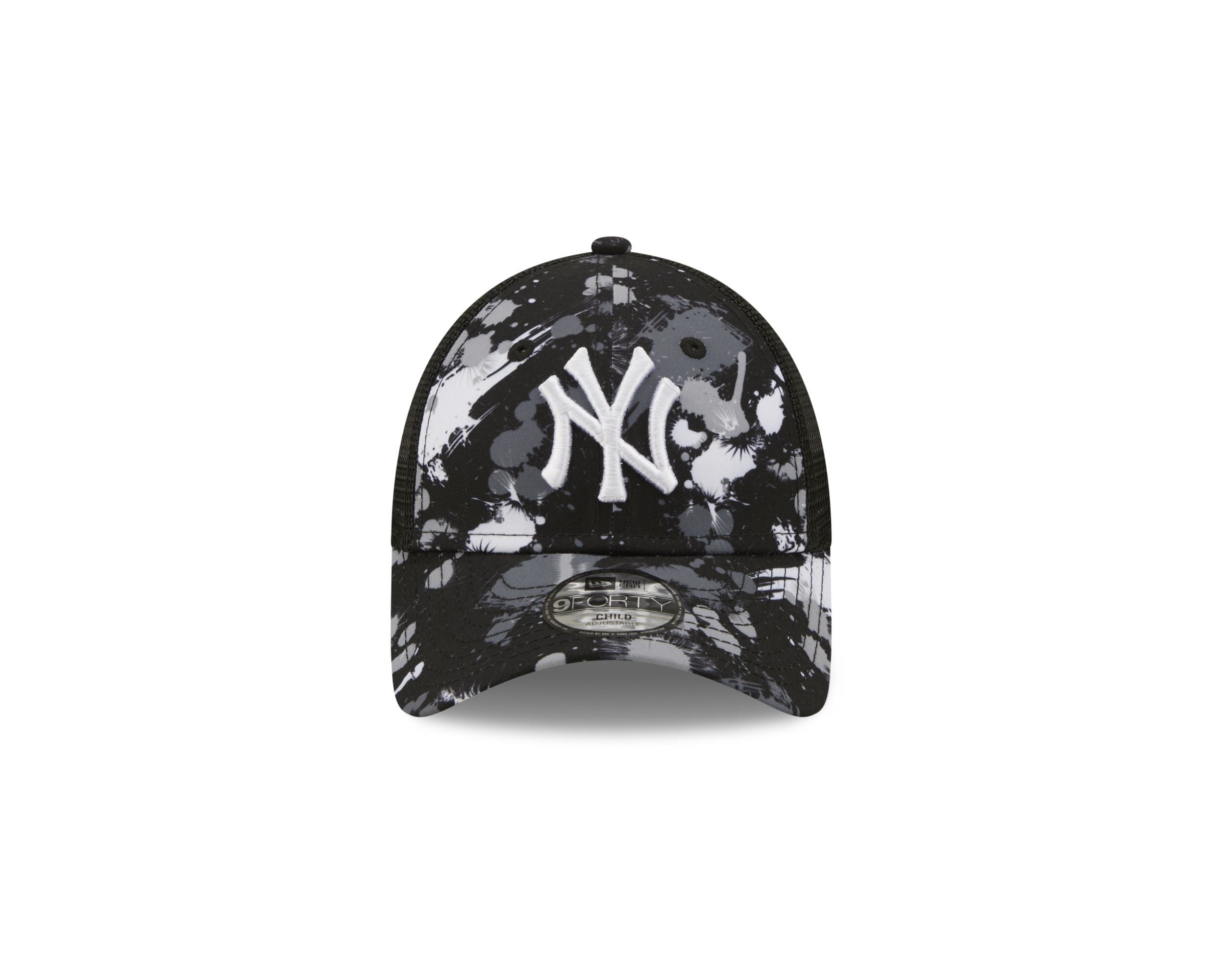 New York Yankees MLB Print Black 9Forty Kids A-Frame Adjustable Trucker Cap New Era