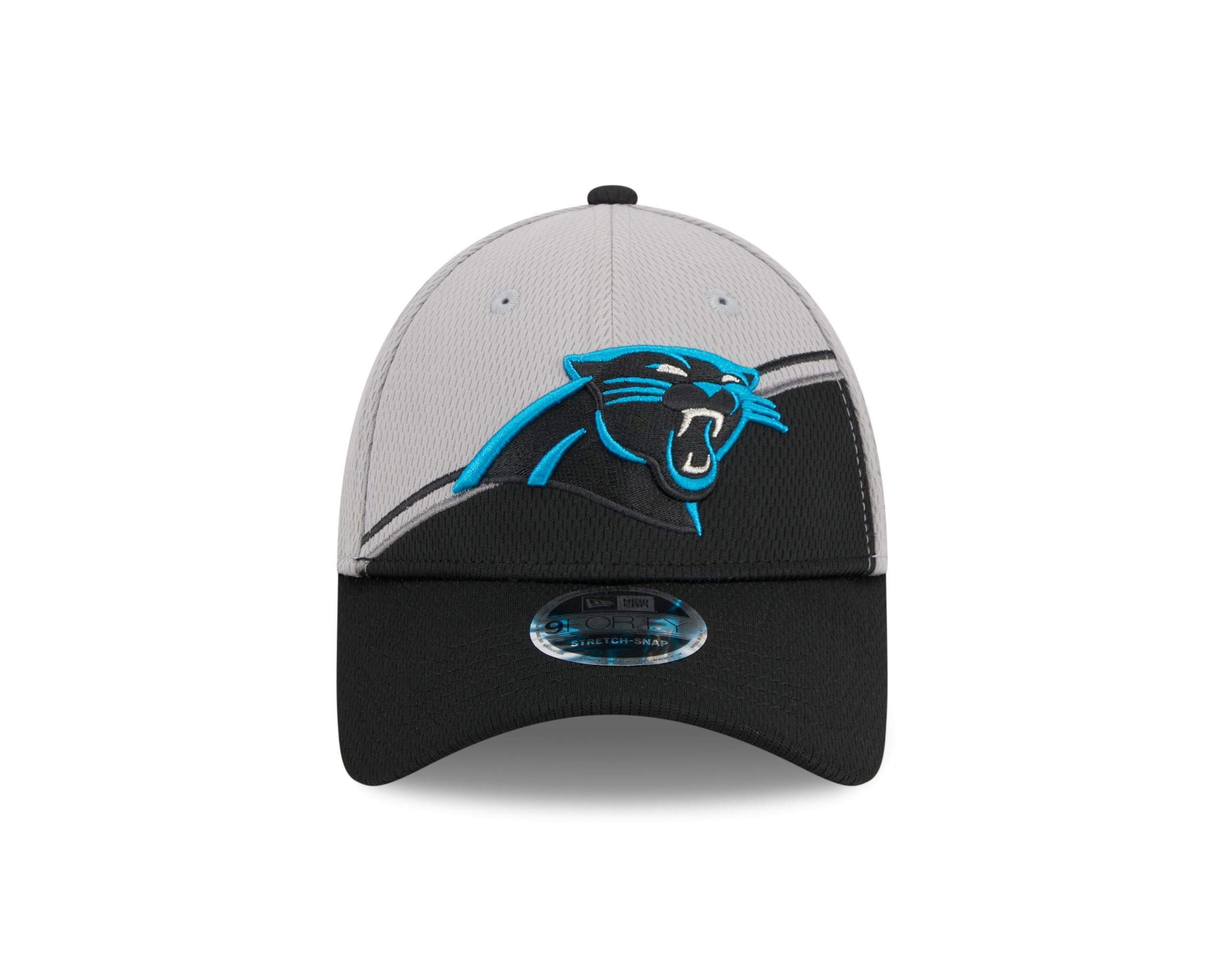 Carolina Panthers NFL 2023 Sideline Grey Black 9Forty Stretch Snapback Cap New Era