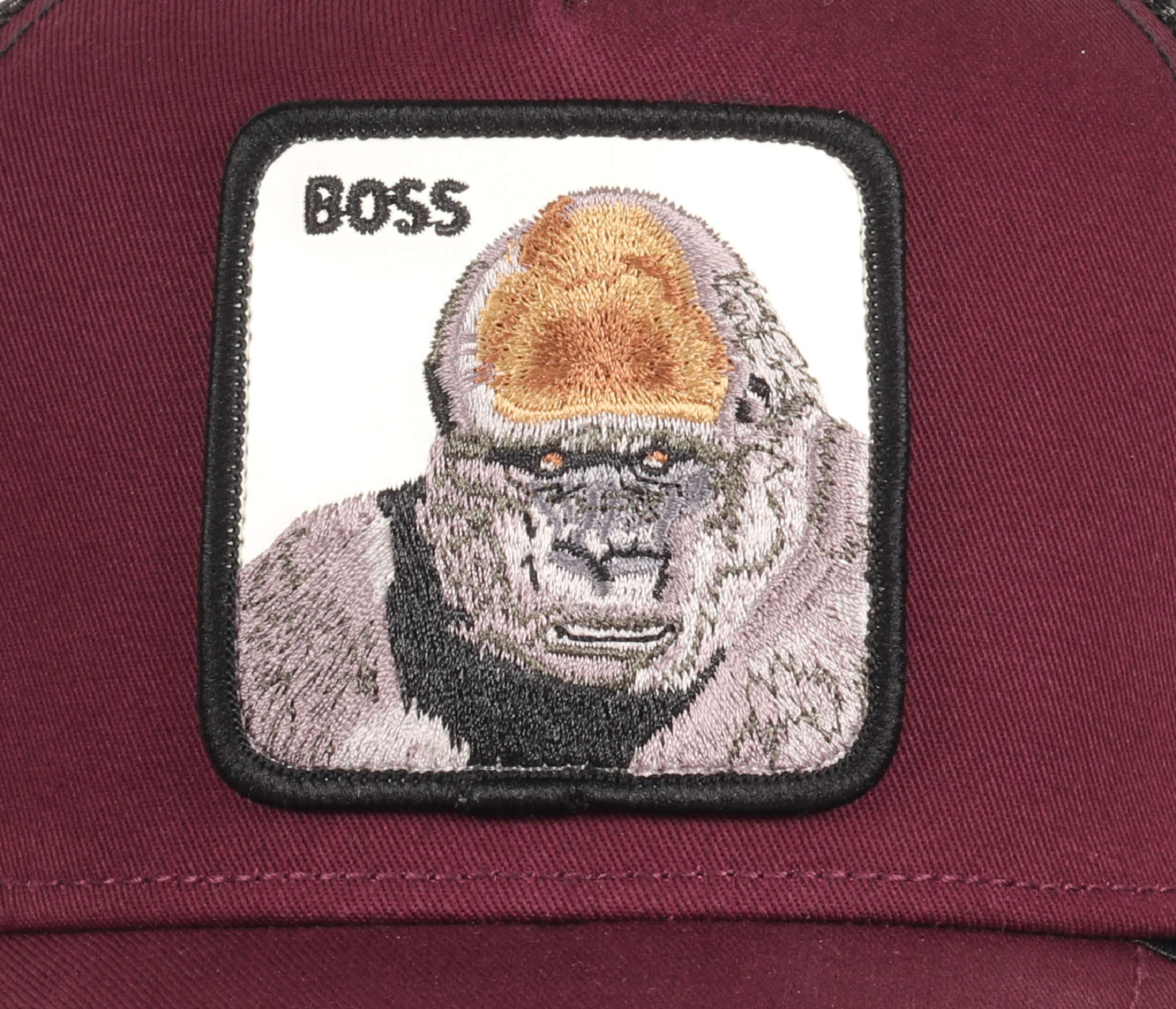 The Boss Gorilla Weinrot Schwarz Verstellbare Trucker Cap Goorin Bros