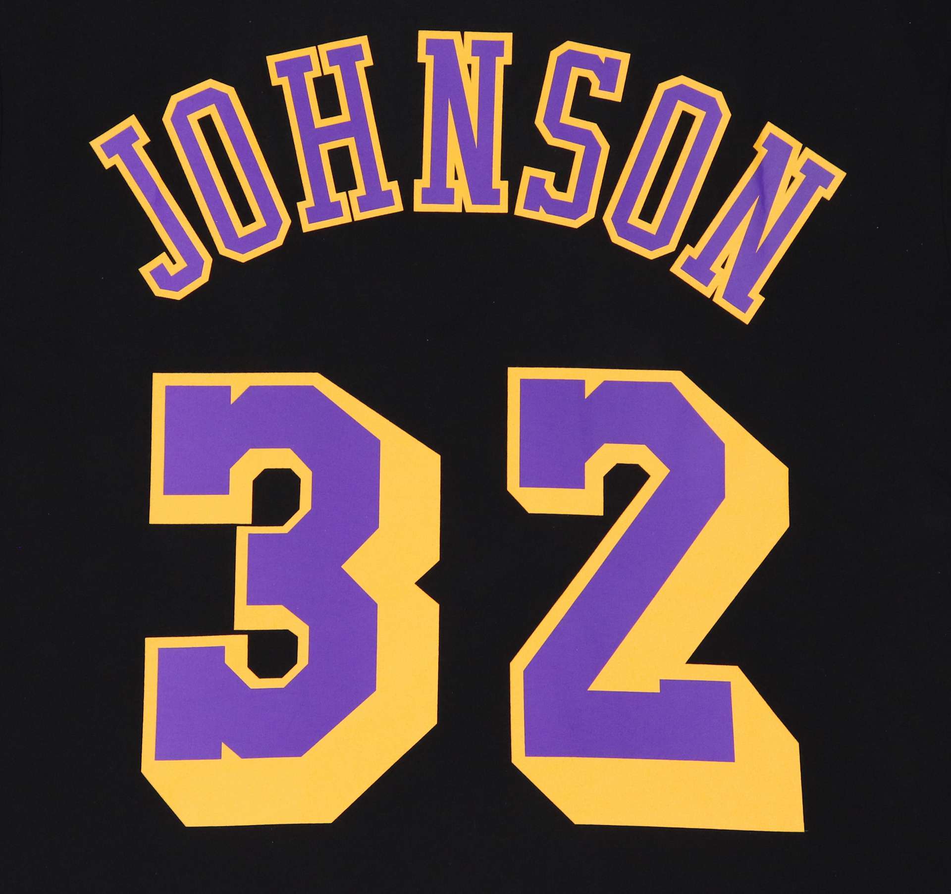 Magic Johnson #32 Los Angeles Lakers NBA Name & Number Tee Black T-Shirt Mitchell & Ness