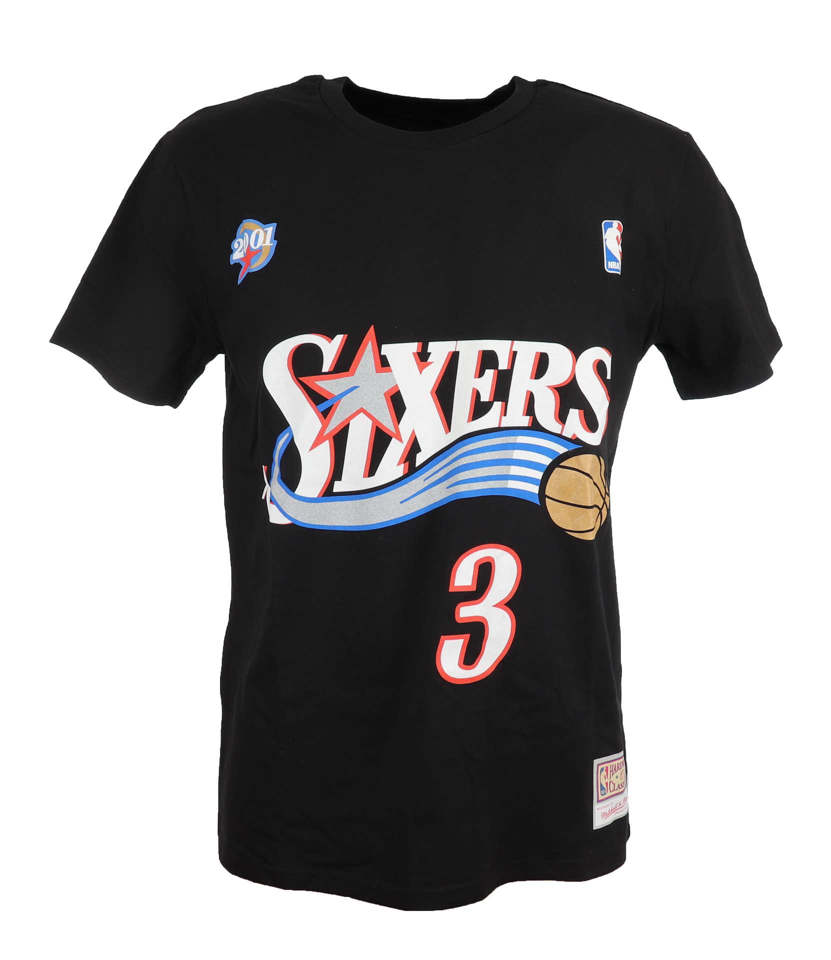 Allen Iverson #3 Philadelphia 76ers Black NBA Name and Number Tee T-Shirt Mitchell & Ness